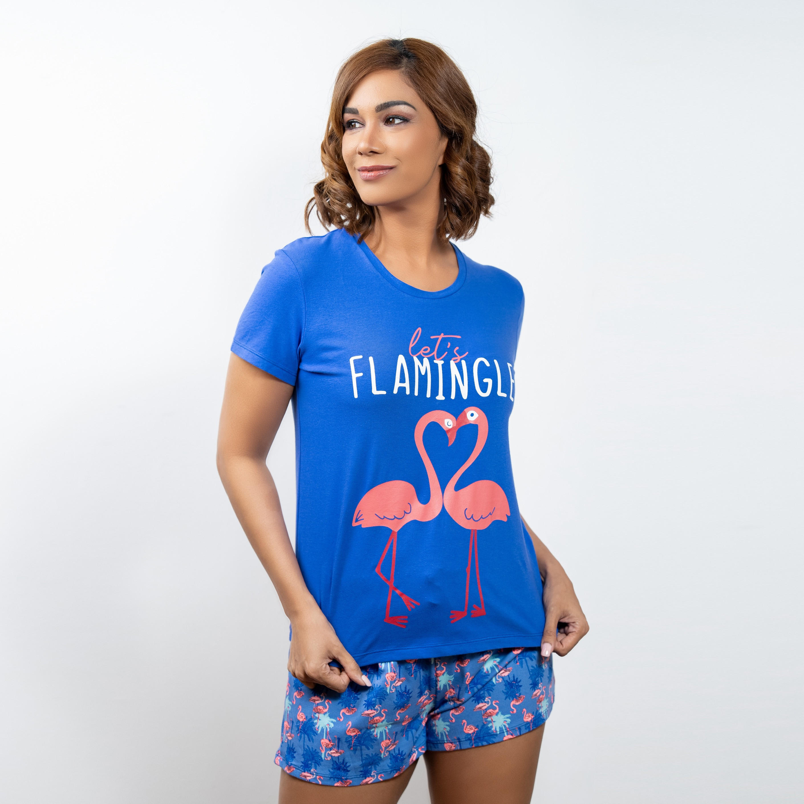 Aadaraya Printed Round Neck T-shirt and Elasticated Shorts Set-women-clothing-nightwear-pyjamas-shortsets-image-2