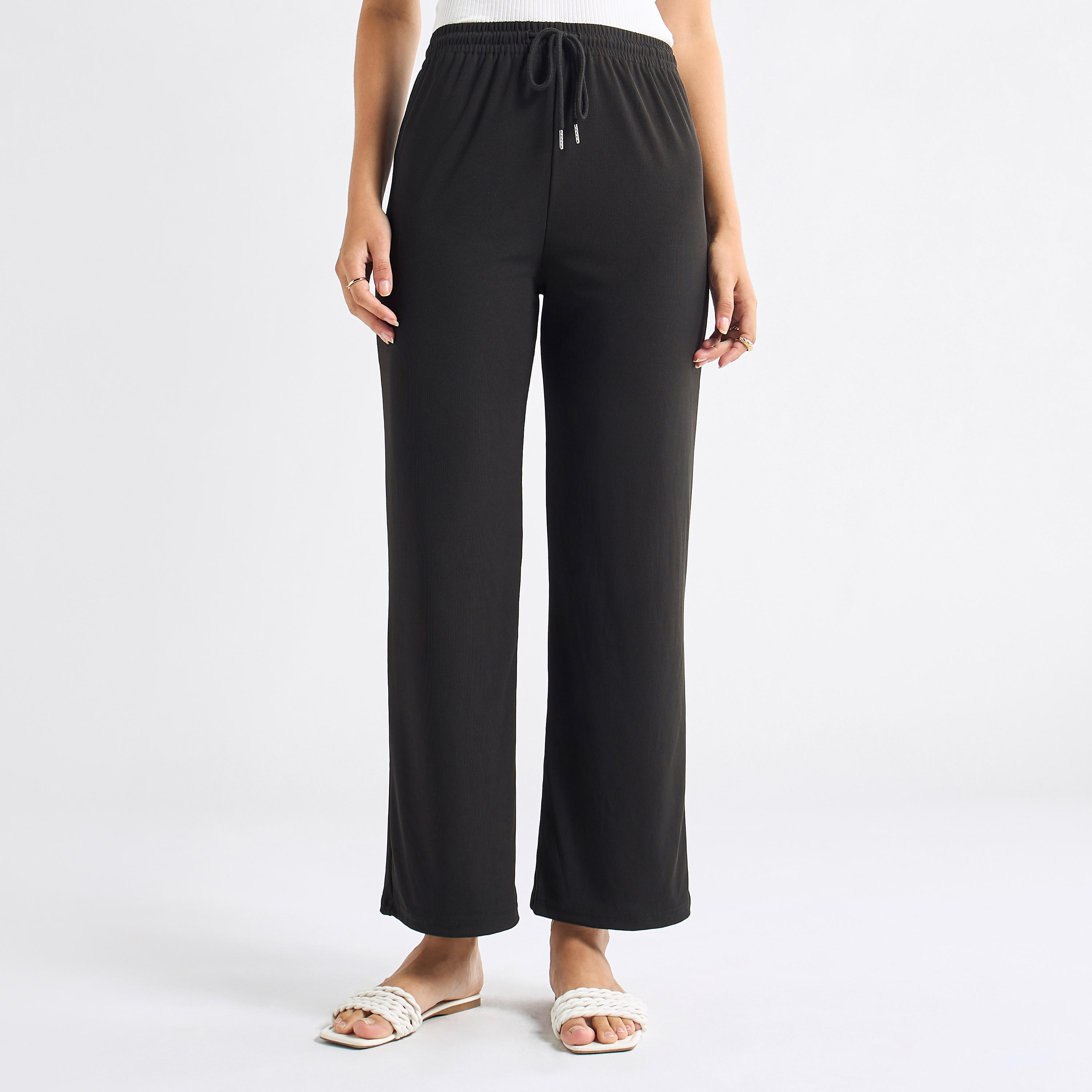 بنطلون واسع الساقين برباط إغلاق-women-clothing-bottoms-trousers-image-1