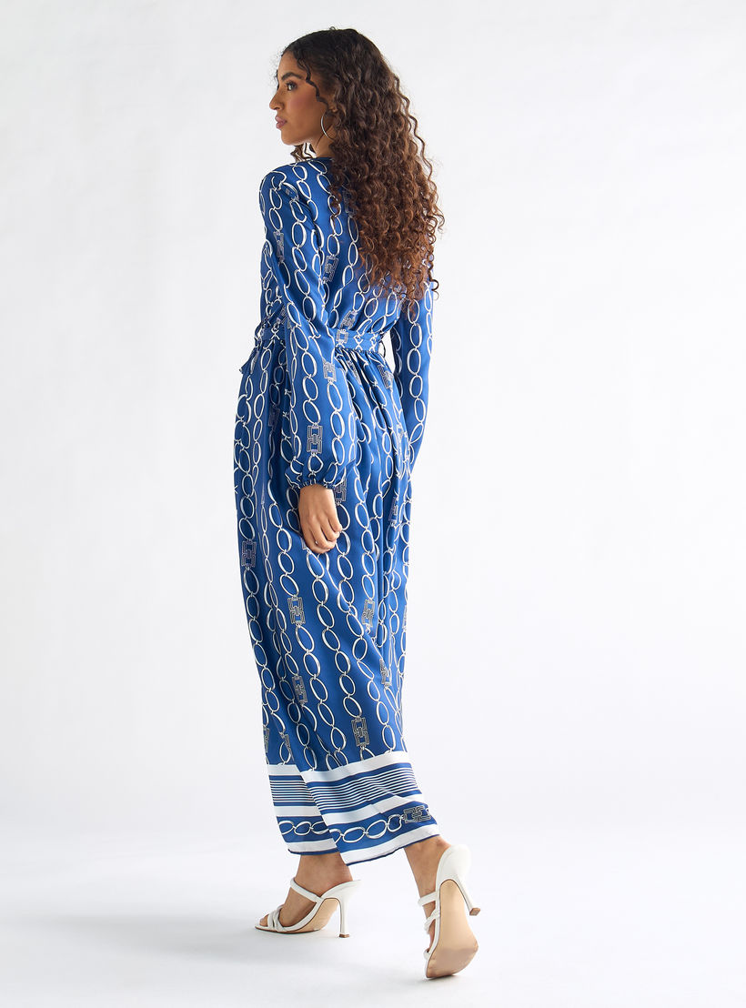 فستان ميدي بياقة رباط وأكمام طويلة وطبعات-women-clothing-dresses-image-3