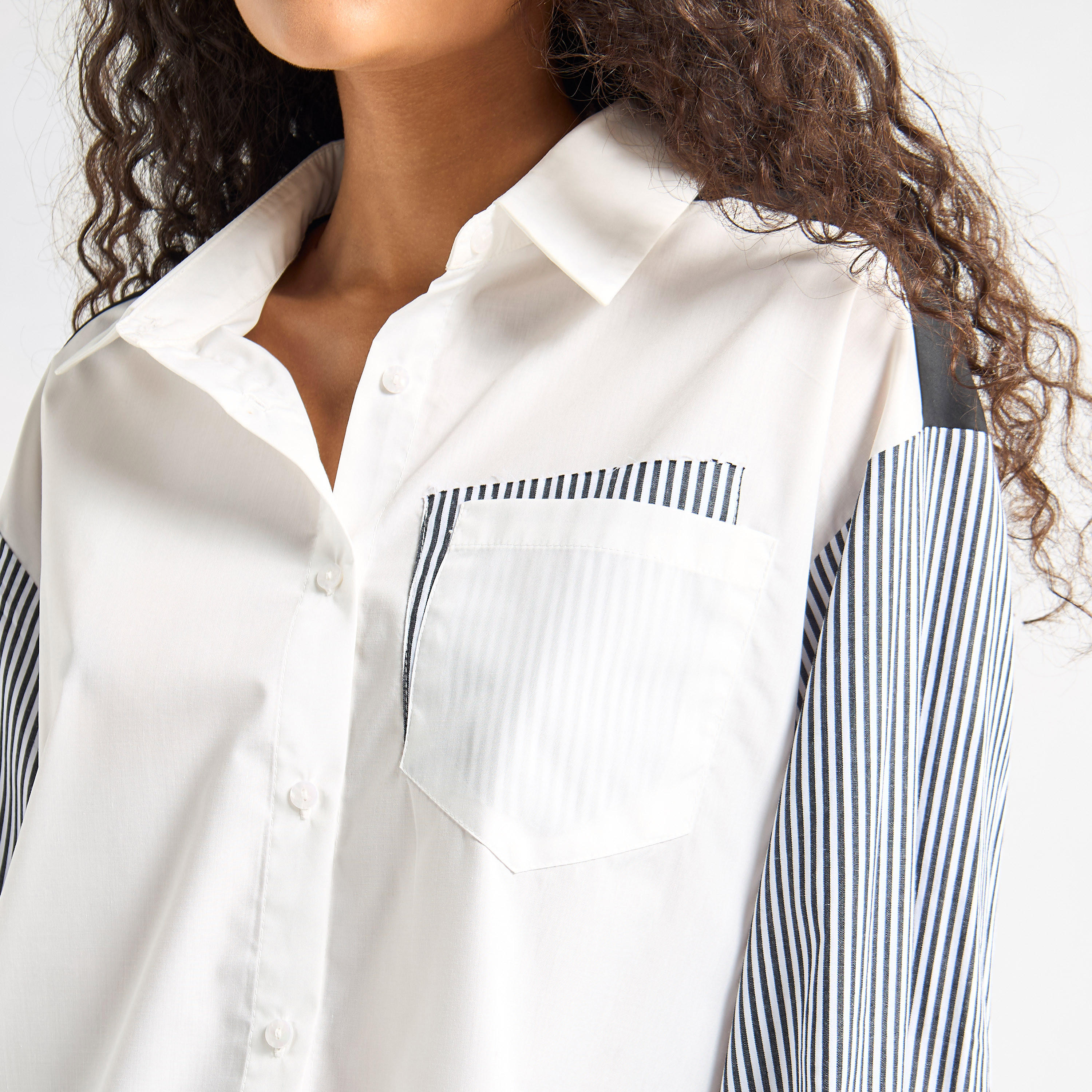 Relaxed Fit Oversized Shirt with Drop Shoulder and Striped Long Sleeves-women-clothing-shirtsandblouses-shirts-image-4