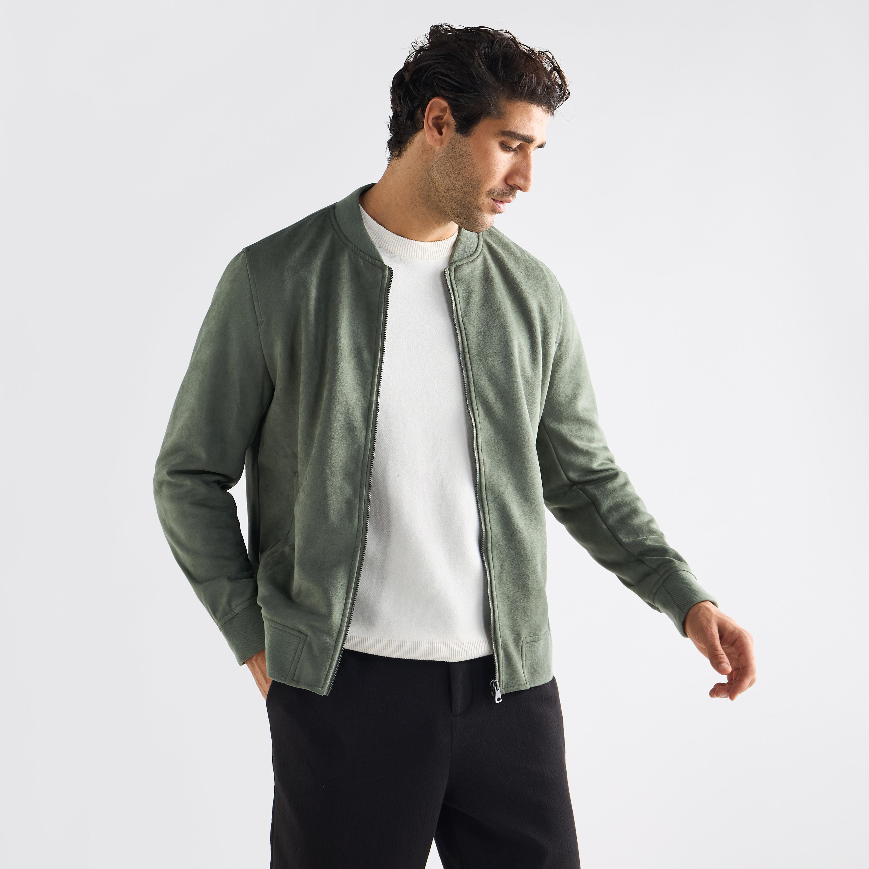Solid Bomber Jacket with Zip Closure and Pockets-men-clothing-jacketsandblazers-jackets-image-1