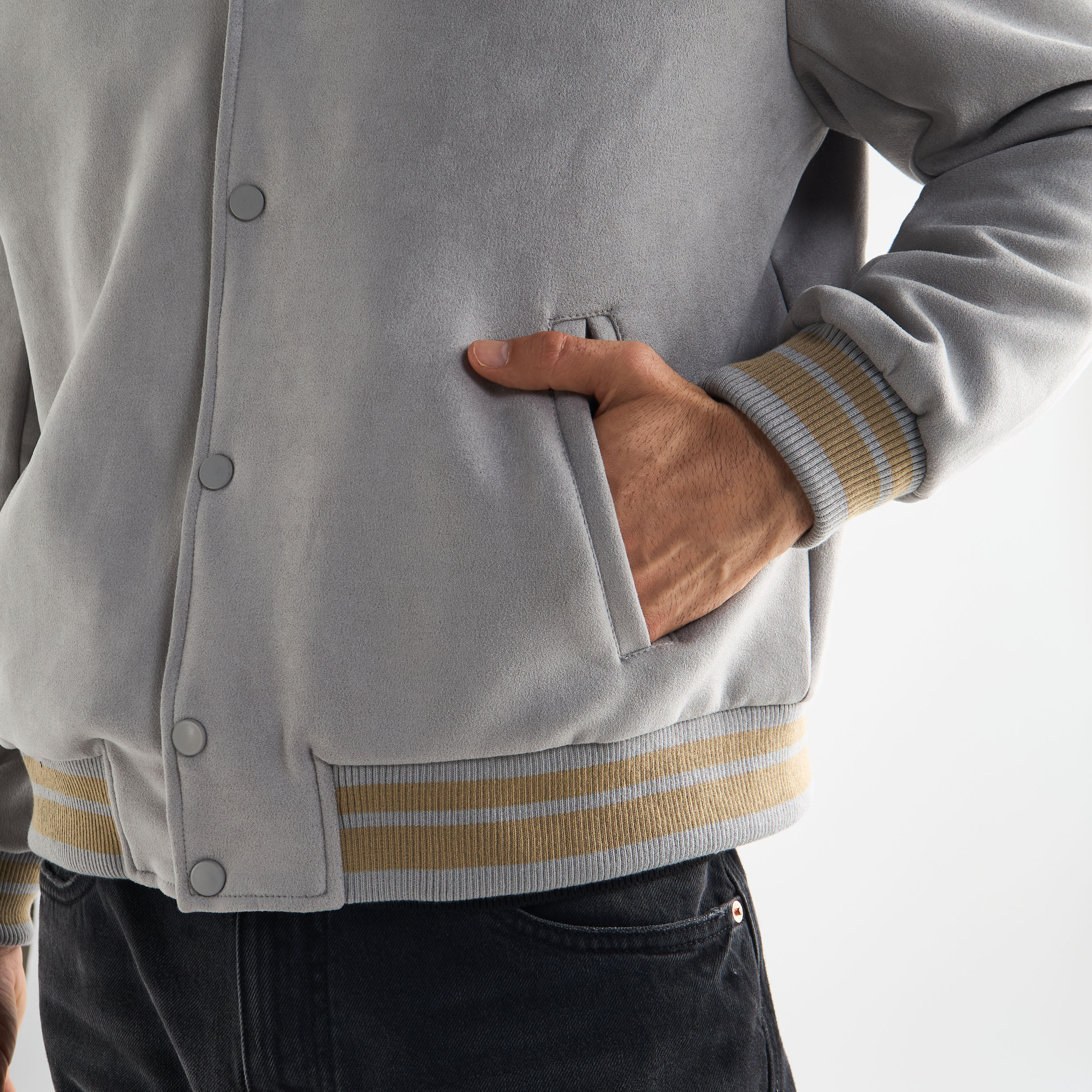 جاكيت مخطط بأكمام طويلة وأزرار إغلاق وياقة عادية-men-clothing-jacketsandblazers-jackets-image-4