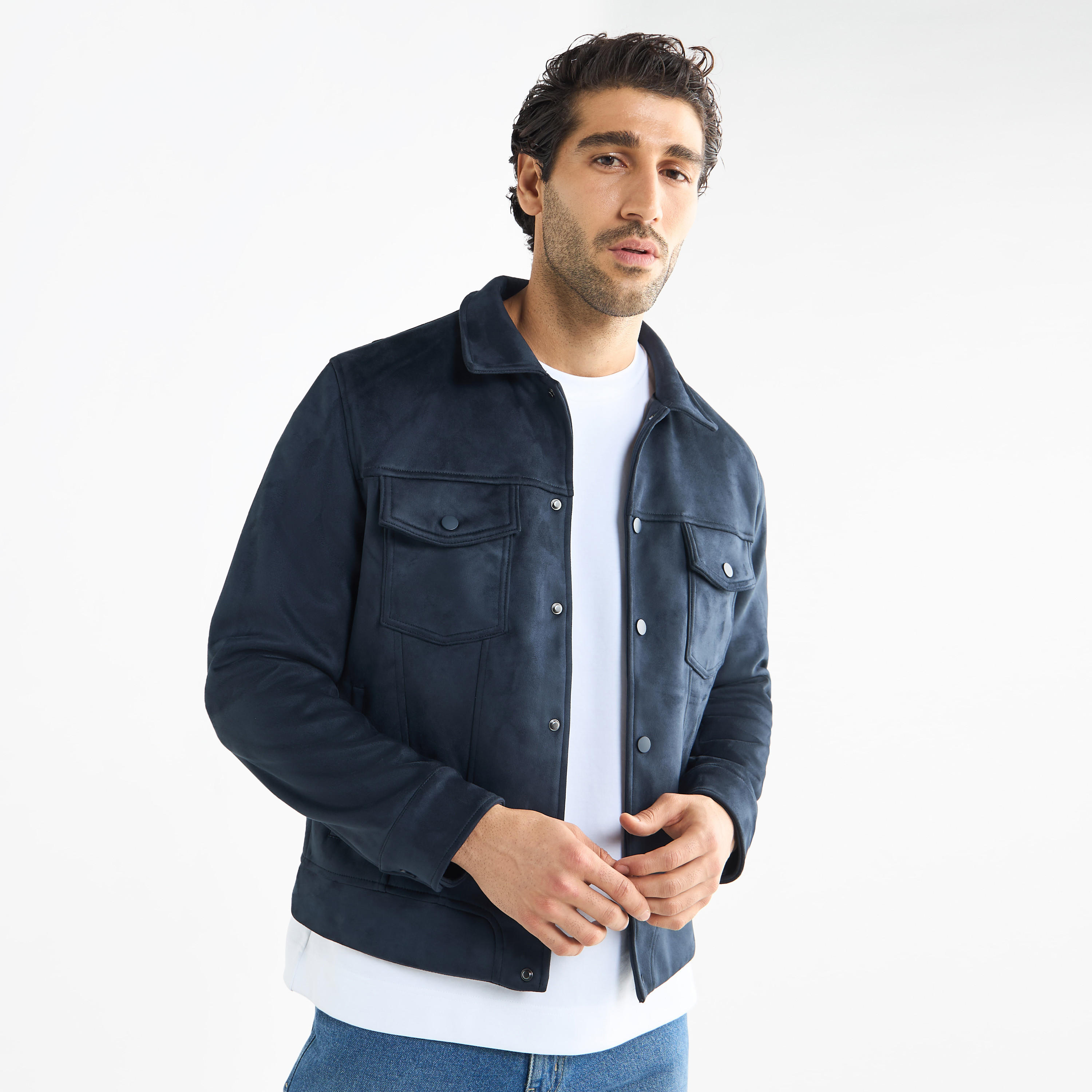 جاكيت بايكر بقصّة عادية مع زر إغلاق كبس-men-clothing-jacketsandblazers-jackets-image-4