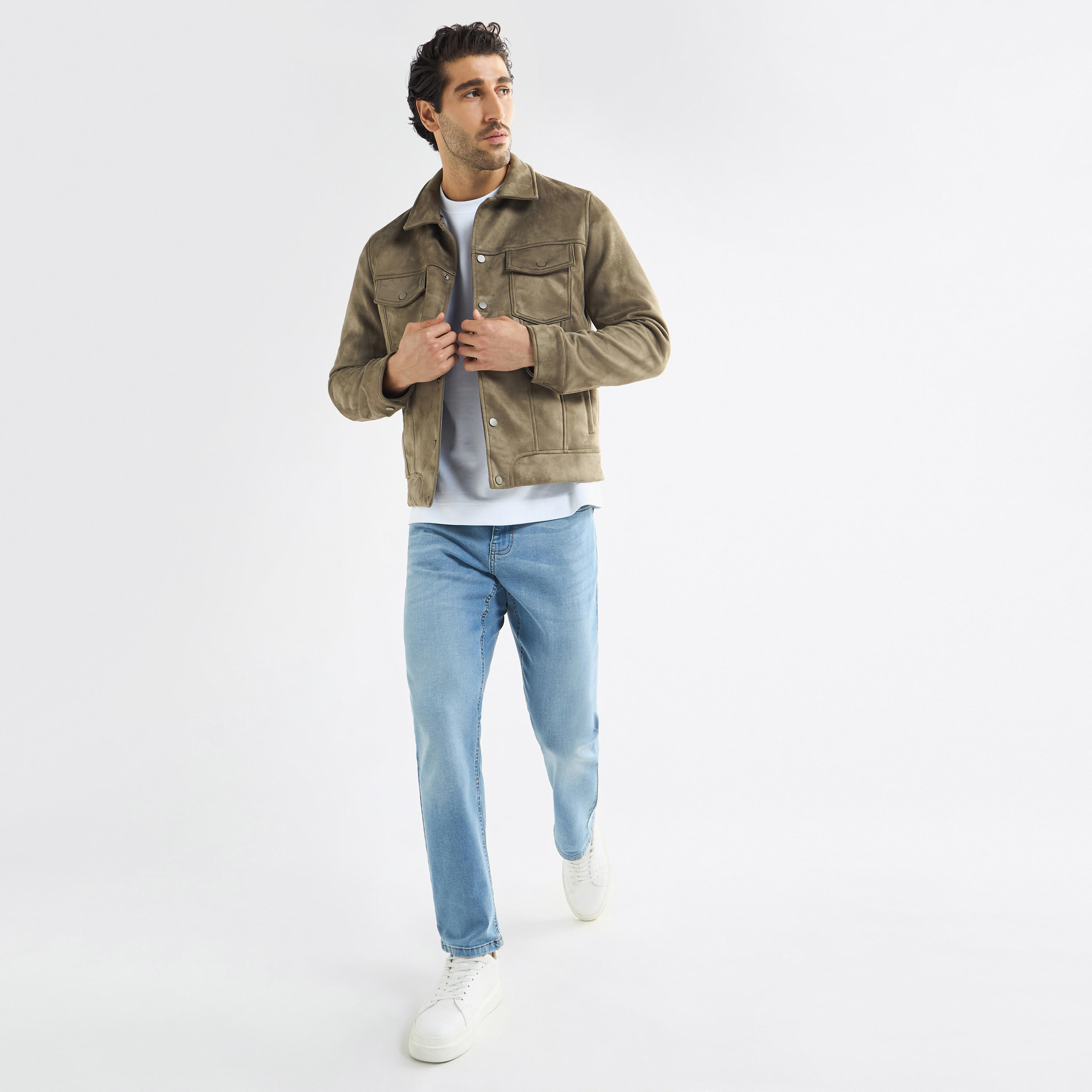 جاكيت بايكر بقصّة عادية مع زر إغلاق كبس-men-clothing-jacketsandblazers-jackets-image-2