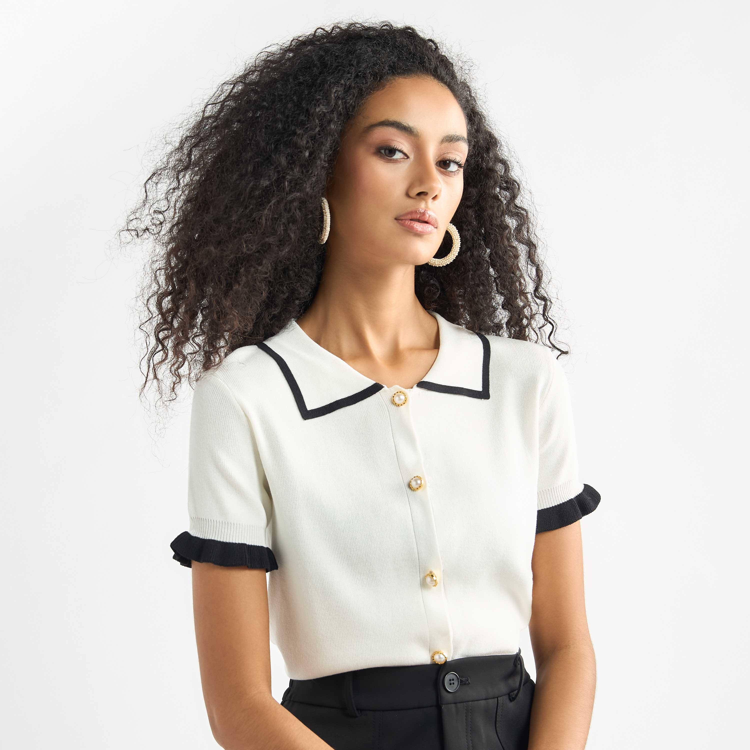 Solid Shirt with Contrast Detail-women-clothing-shirtsandblouses-shirts-image-1