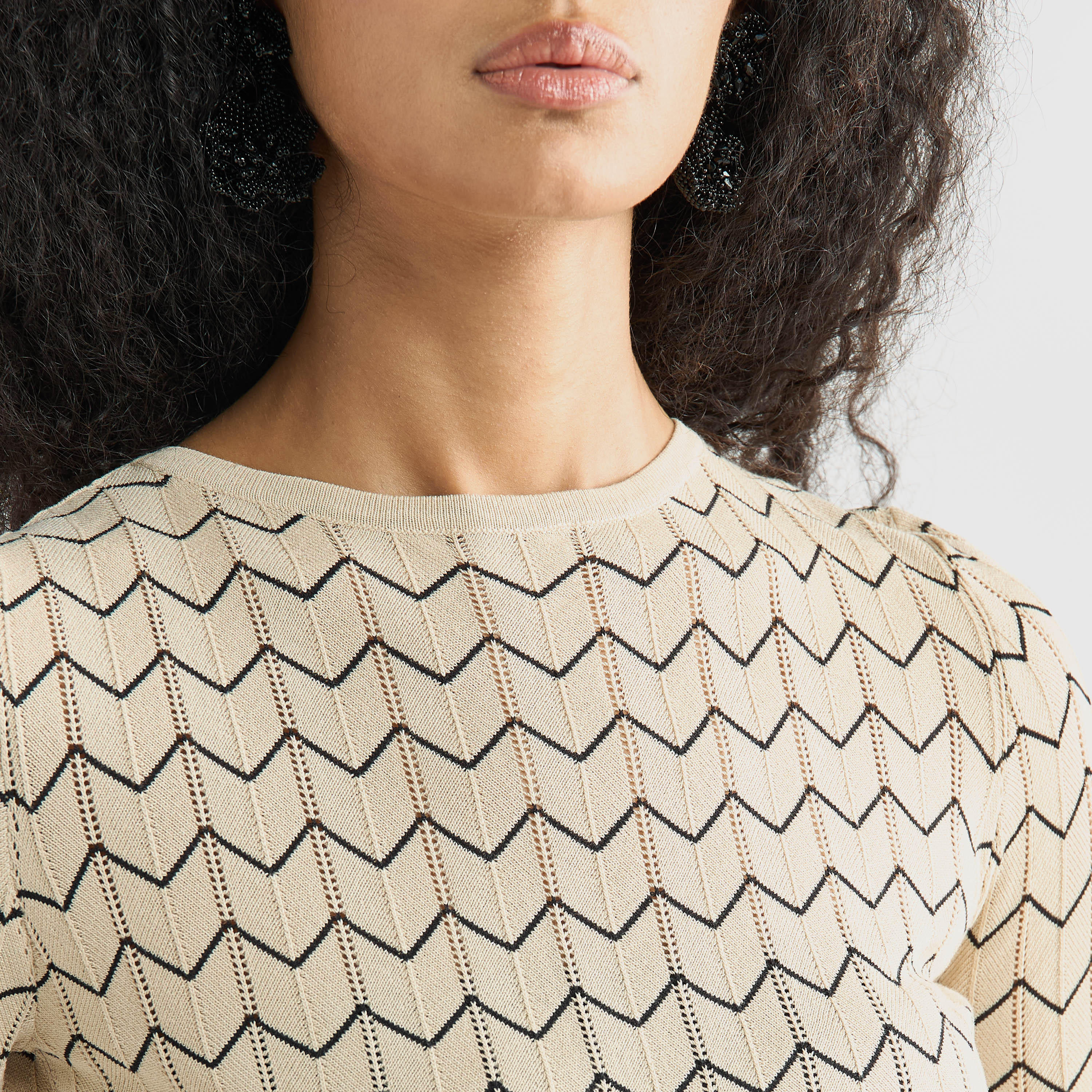 Textured Sweater with Round Neck and 3/4 Sleeves-women-clothing-cardigansandjumpers-jumpers-image-4