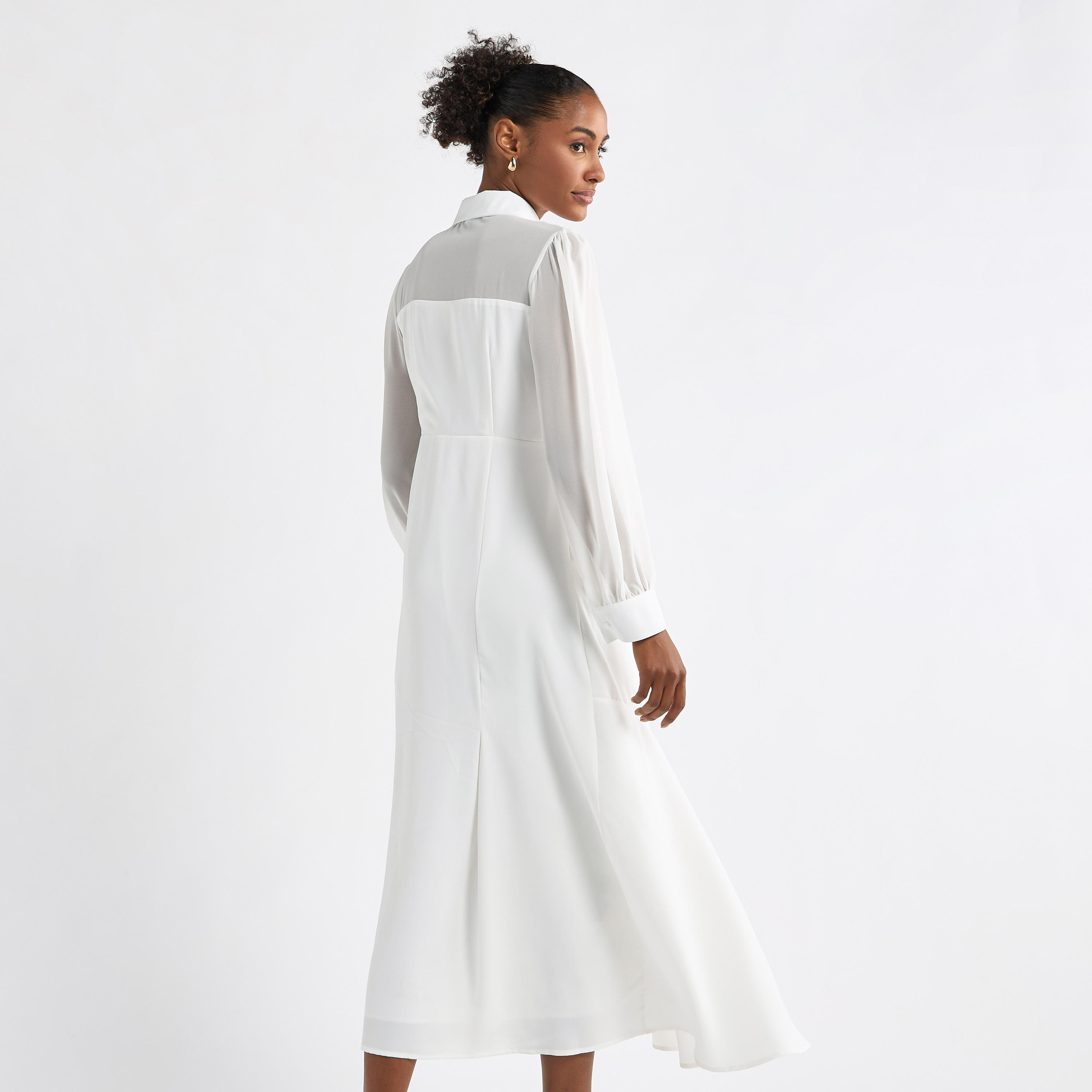 Solid A-line Shirt Dress with Long Sleeves-women-clothing-dresses-image-15