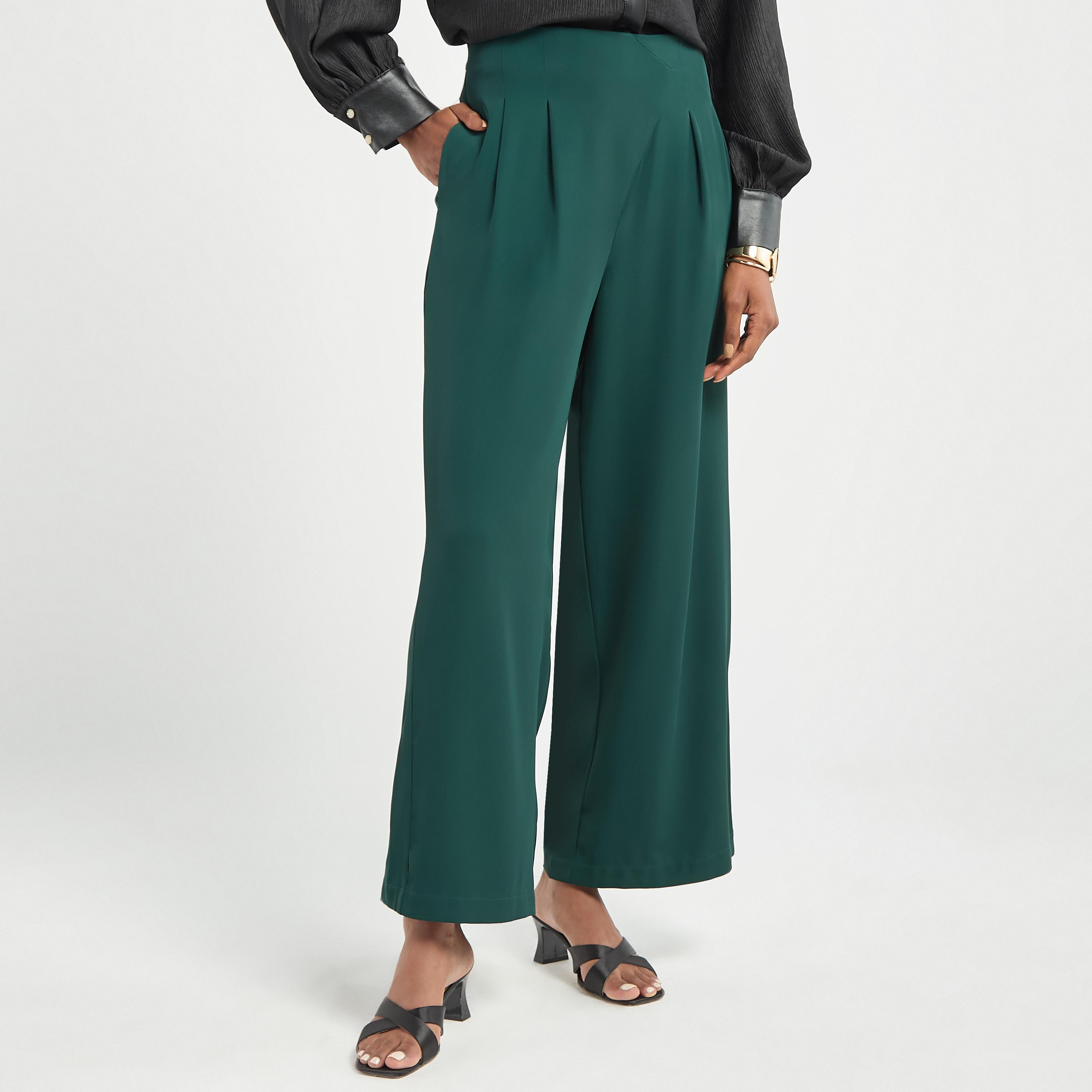 Solid Wide Leg Pants with Pockets-women-clothing-bottoms-trousers-image-5