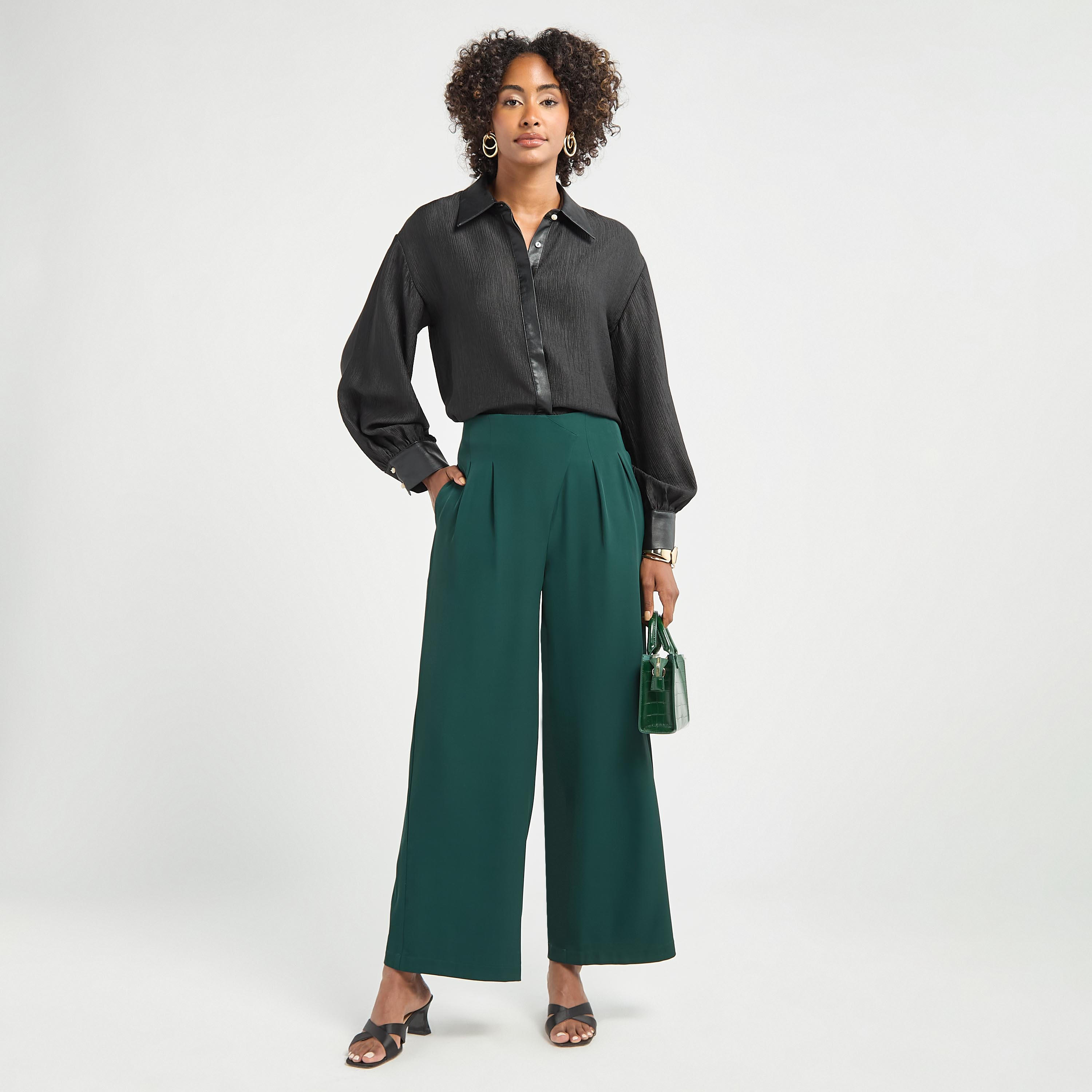 Solid Wide Leg Pants with Pockets-women-clothing-bottoms-trousers-image-6