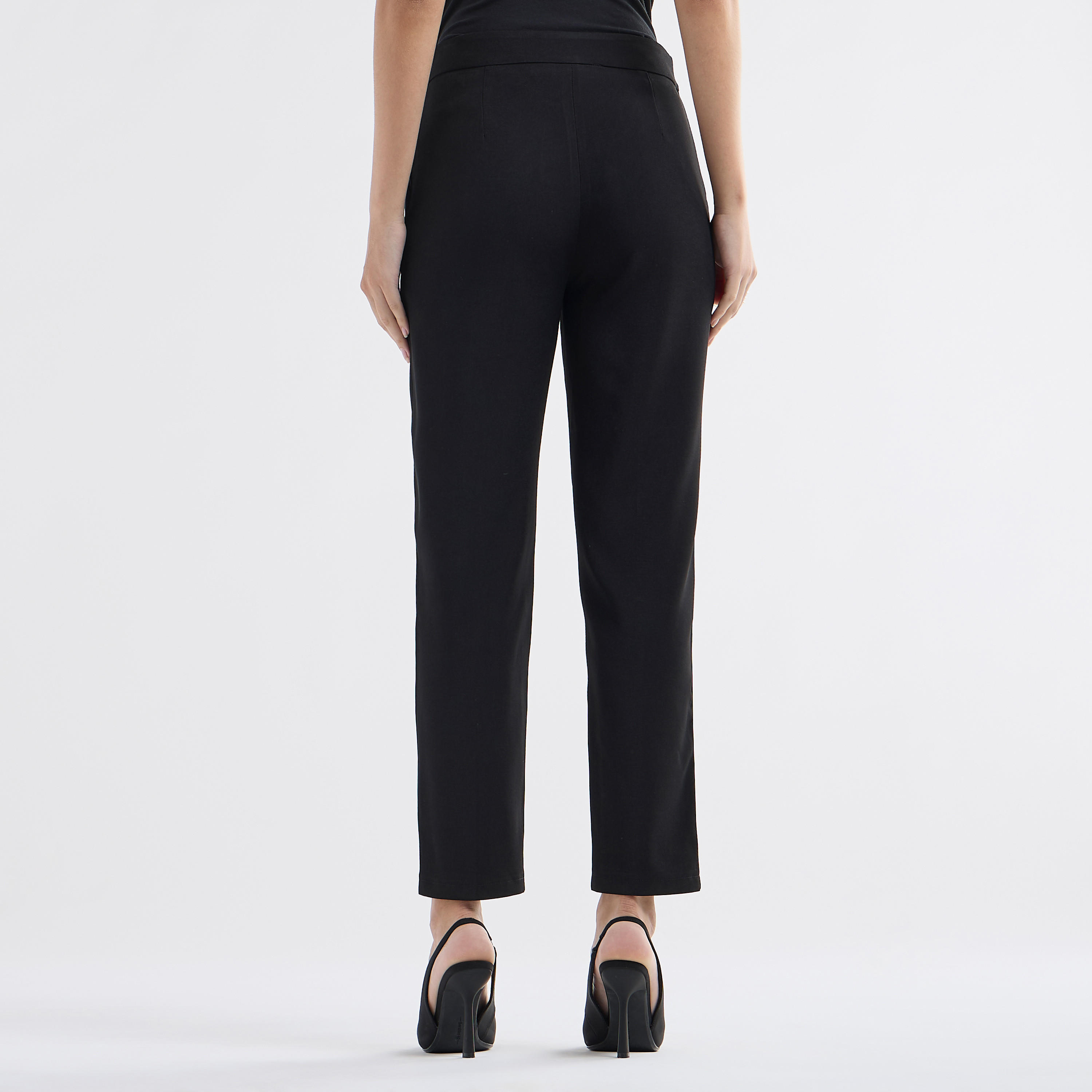 Solid Pleated Regular Fit Trousers with Metallic Accent-women-clothing-bottoms-trousers-image-3