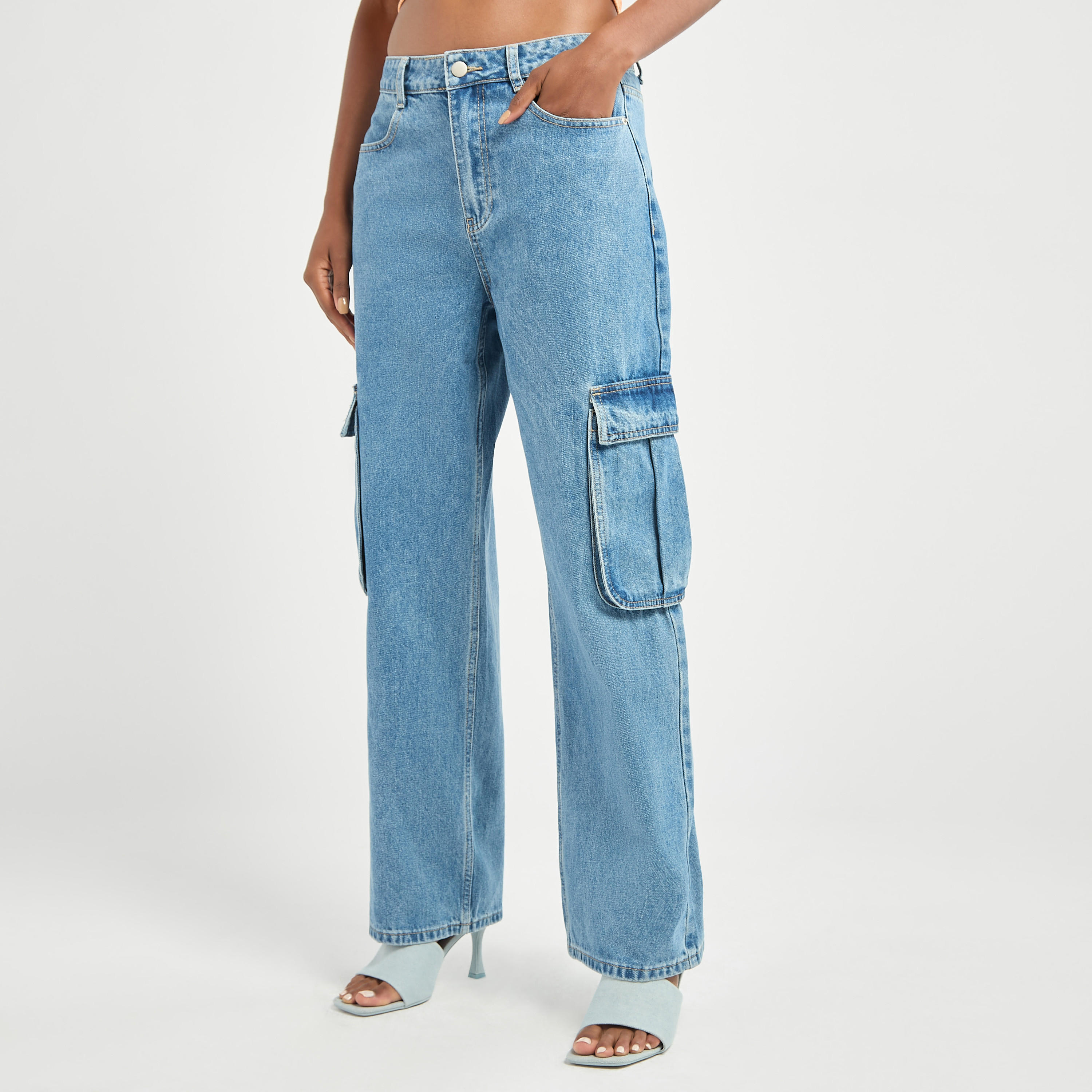 Solid Wide Leg Jeans with Pockets-women-clothing-bottoms-jeans-image-1