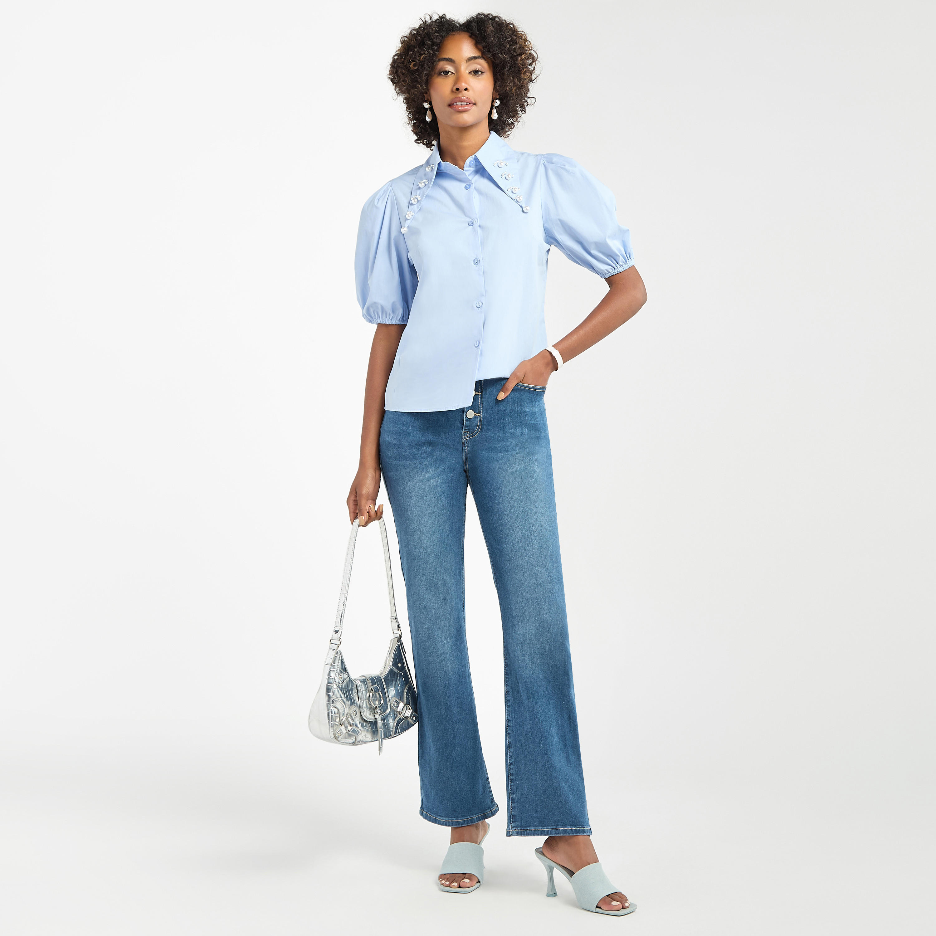 بنطلون جينز سادة واسع بجيوب-women-clothing-bottoms-jeans-image-2