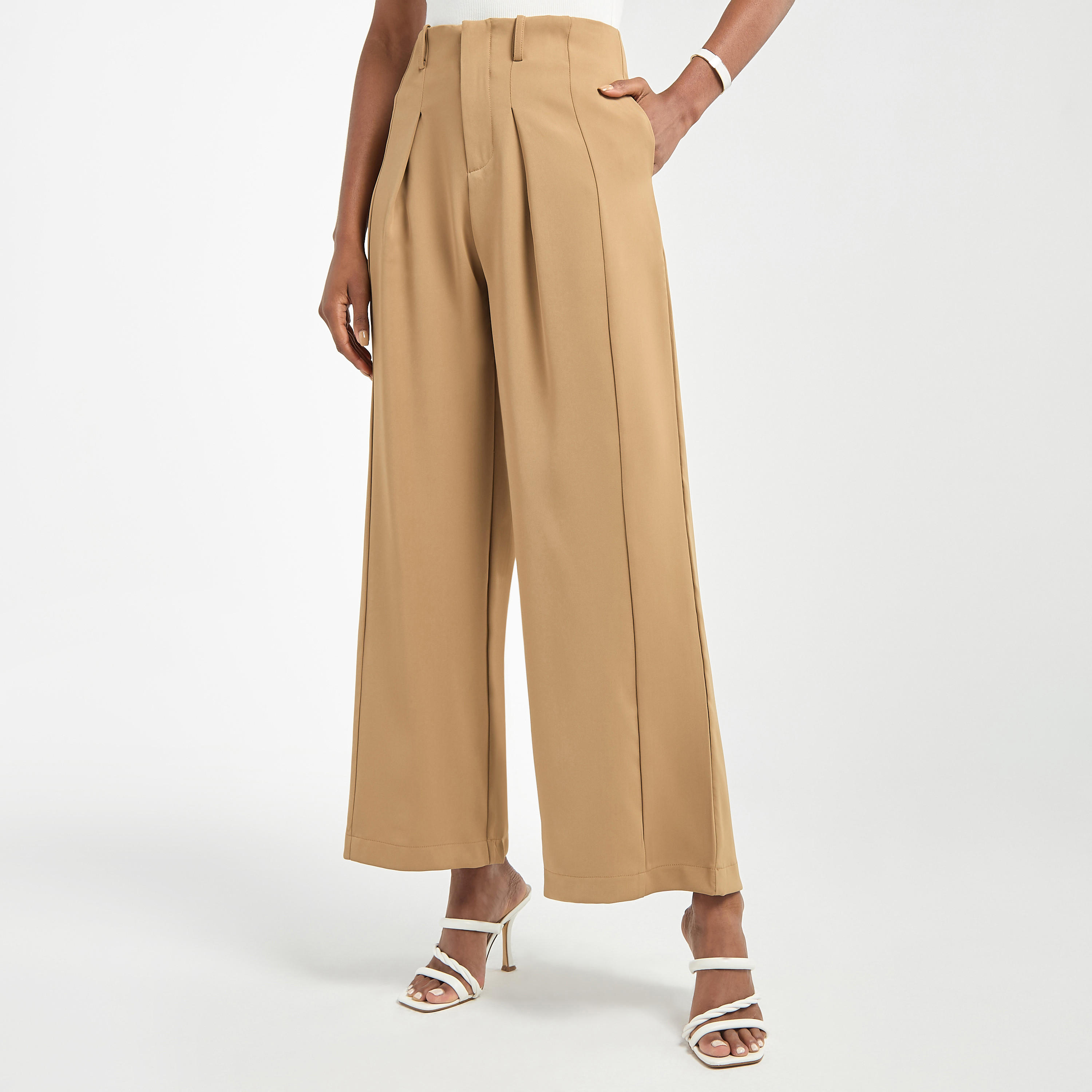 بنطلون سادة واسع الساقين بجيوب-women-clothing-bottoms-trousers-image-4