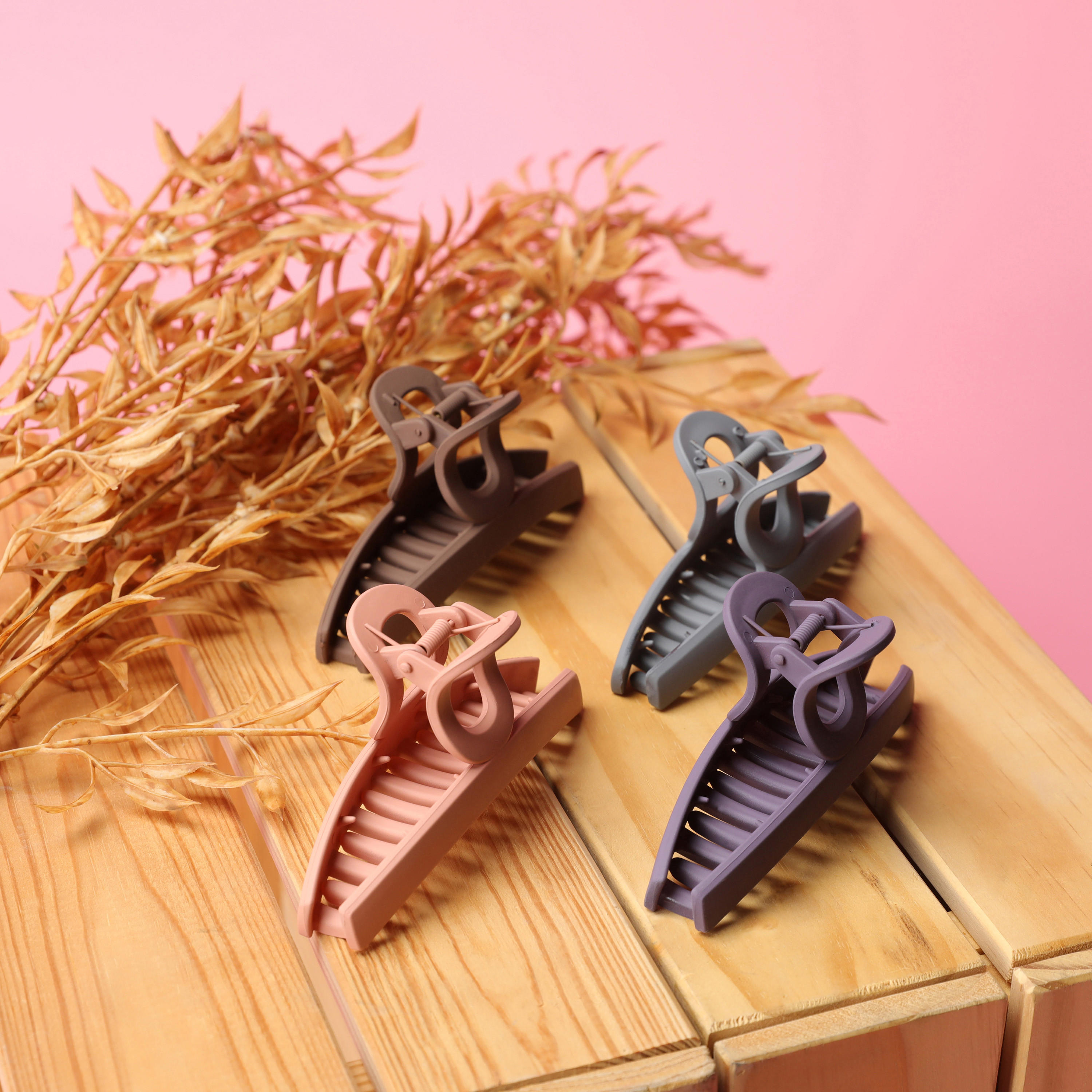 مشبك شعر سادة من زاس - طقم من 4 قطع-women-hairaccessories-clamps-image-2