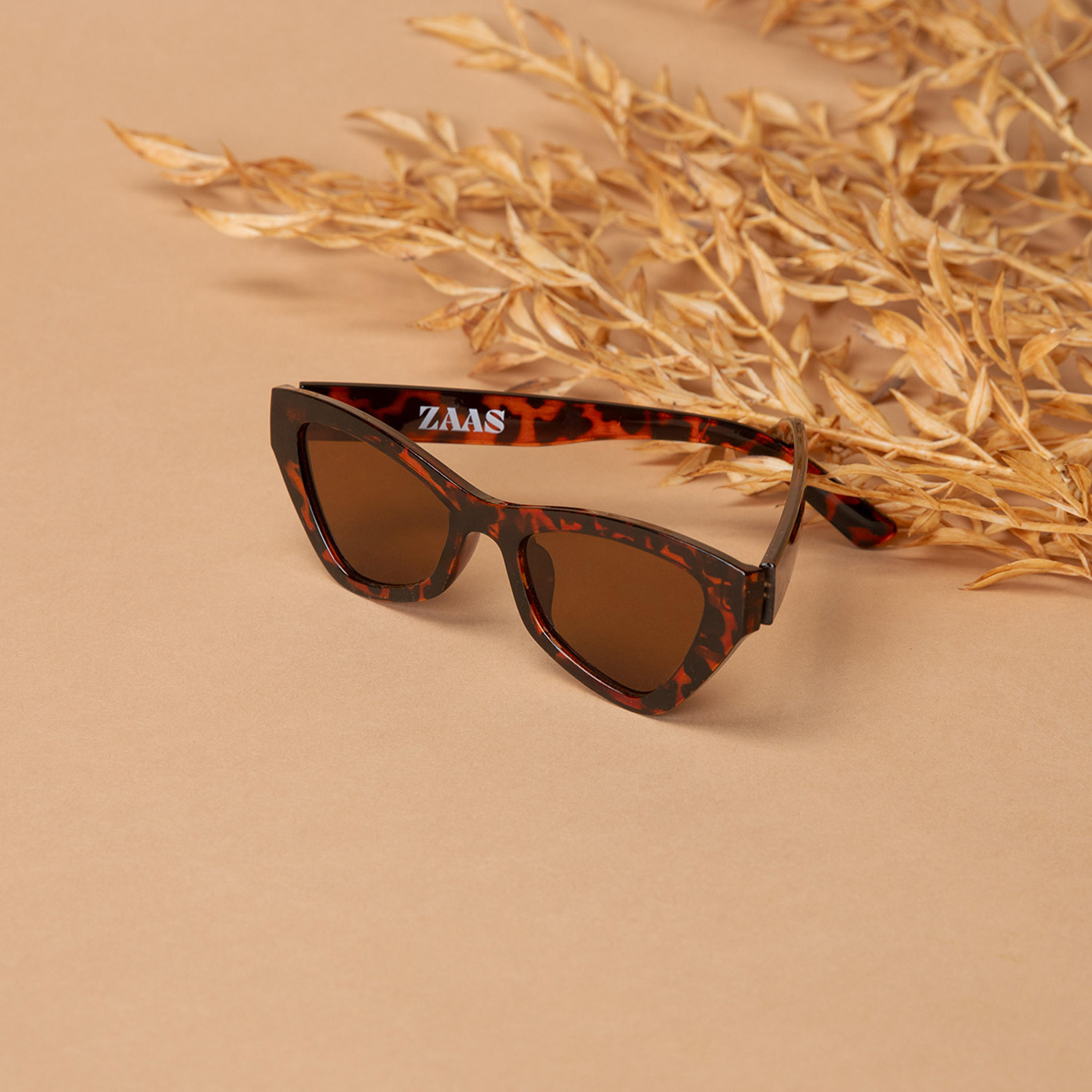 نظارة شمسية بعدسات ملونة وإطار كامل ووسادات أنف وطبعات حيوانات من زاس-women-sunglasses-image-1