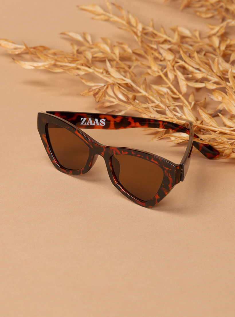 نظارة شمسية بعدسات ملونة وإطار كامل ووسادات أنف وطبعات حيوانات من زاس-women-sunglasses-image-1