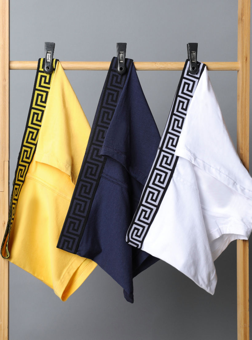 سراويل ترانك بطبعات هندسية مع حزام خصر مطاطي من زاس - طقم 3 قطع-men-clothing-innerwear-underwear-image-1