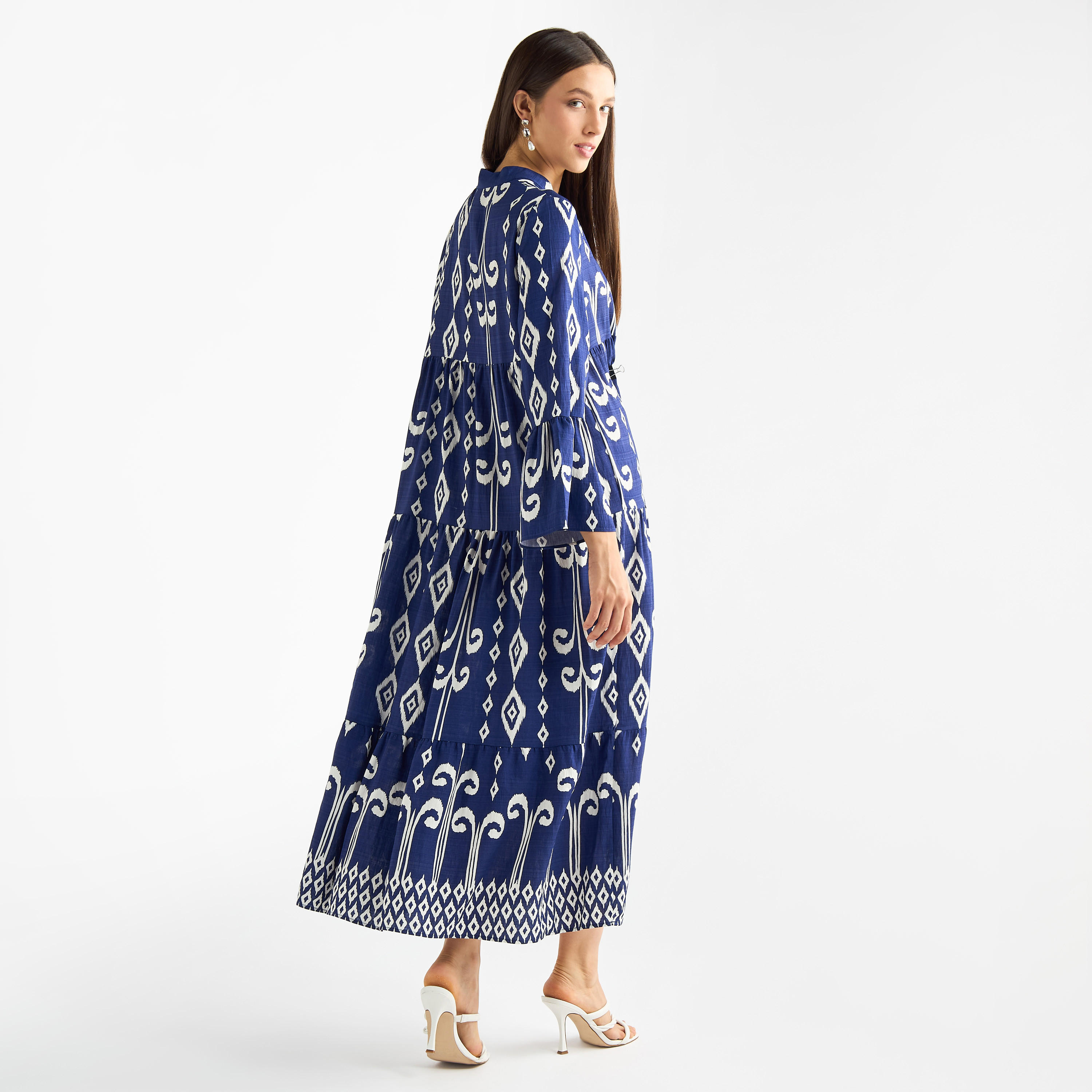 فستان بأكمام عريضة وياقة ماندرين بطبعات-women-clothing-dresses-image-3