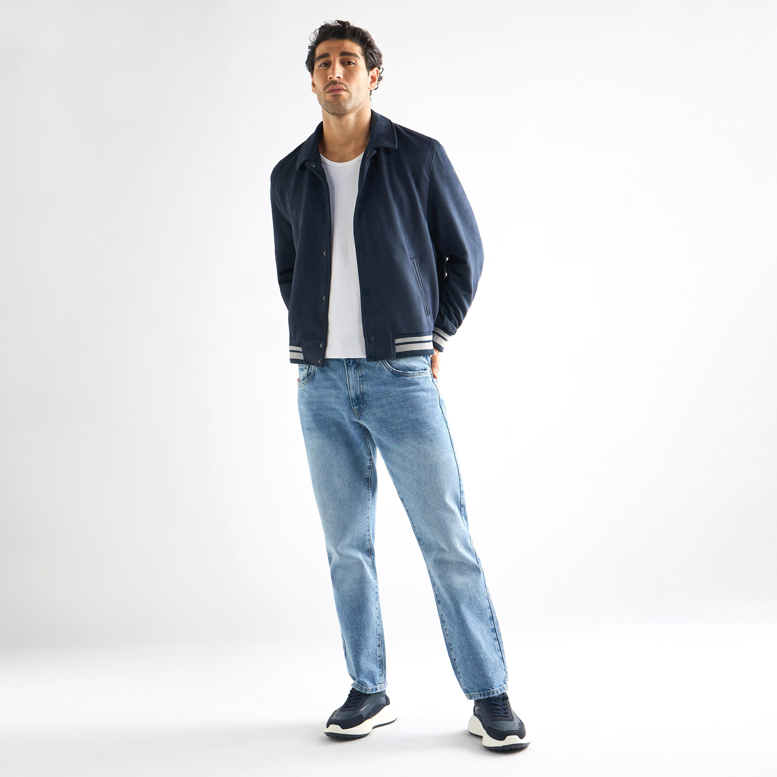 Striped Collared Varsity Jacket with Long Sleeves and Button Closure-men-clothing-jacketsandblazers-jackets-image-2