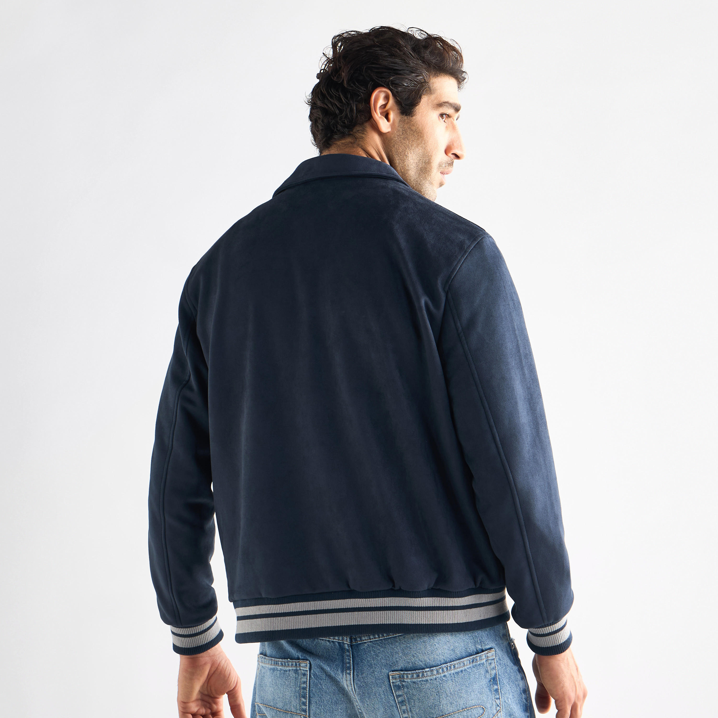Striped Collared Varsity Jacket with Long Sleeves and Button Closure-men-clothing-jacketsandblazers-jackets-image-3