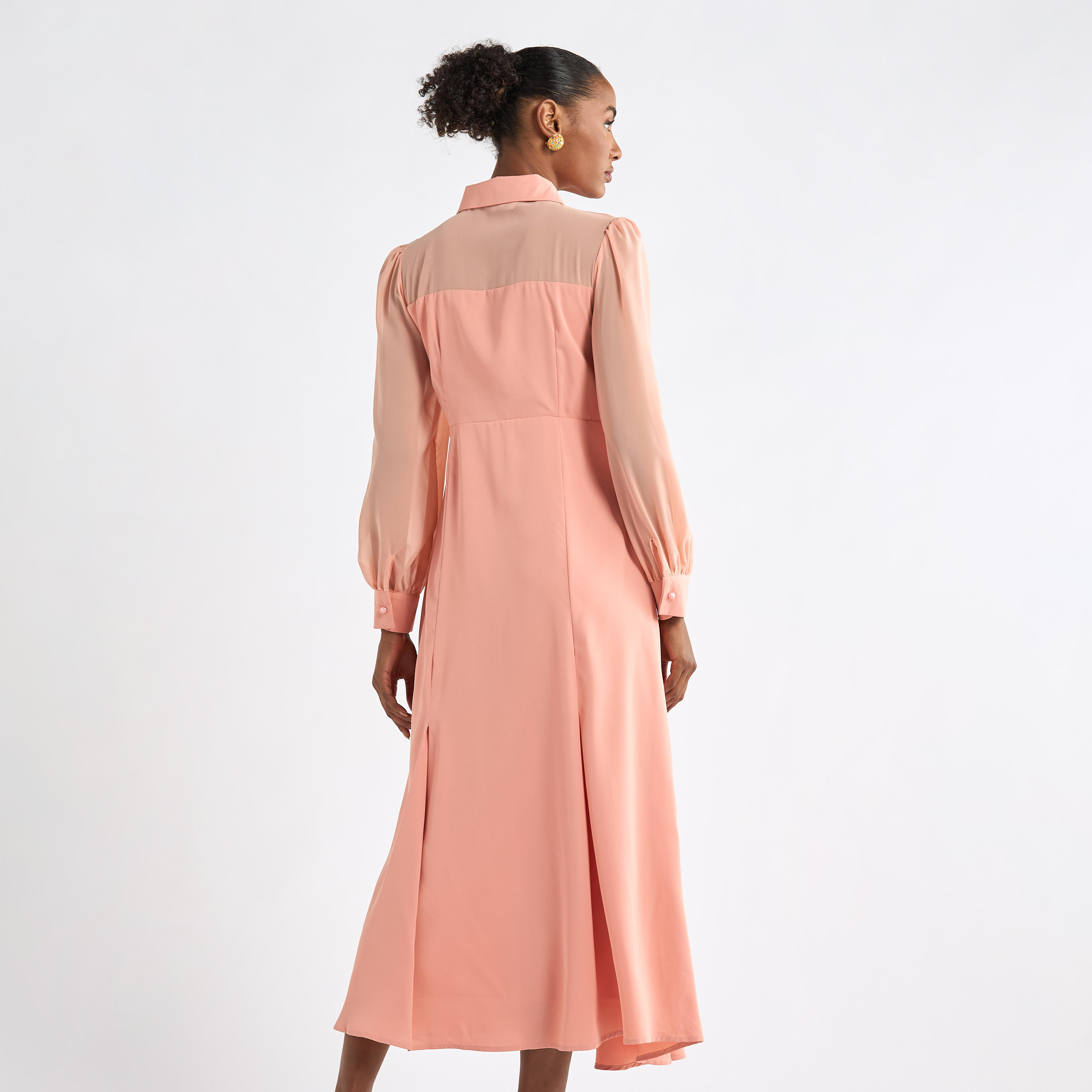 Solid A-line Shirt Dress with Long Sleeves-women-clothing-dresses-image-23