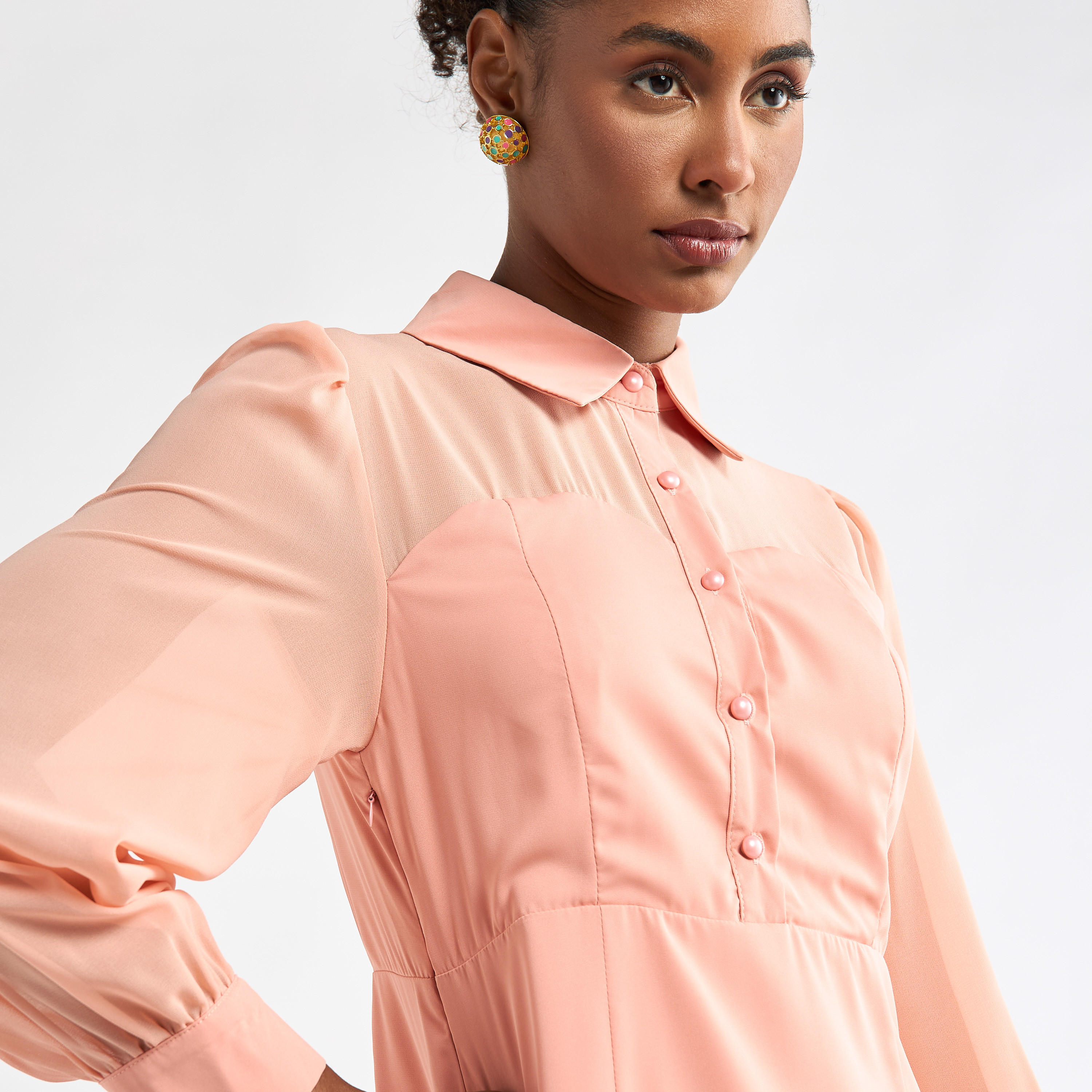 Solid A-line Shirt Dress with Long Sleeves-women-clothing-dresses-image-24