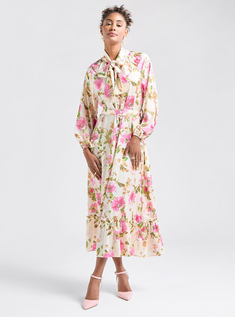 فستان قميص بأكمام طويلة وحافة واسعة وطبعات-women-clothing-dresses-image-2