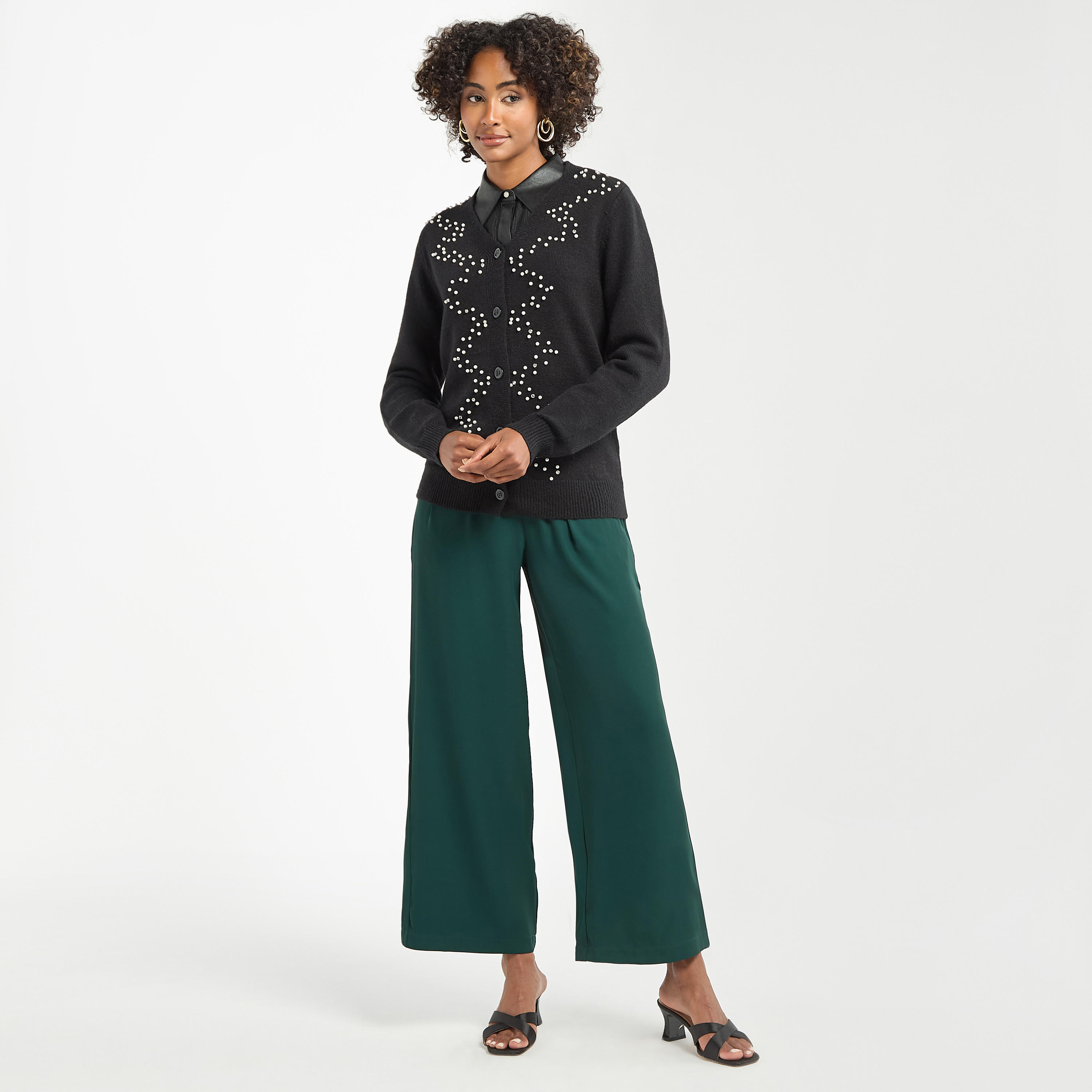 سترة كارديجان مزينة بأكمام طويلة وأزرار-women-winterwear-cardigansandjumpers-cardigans-image-2