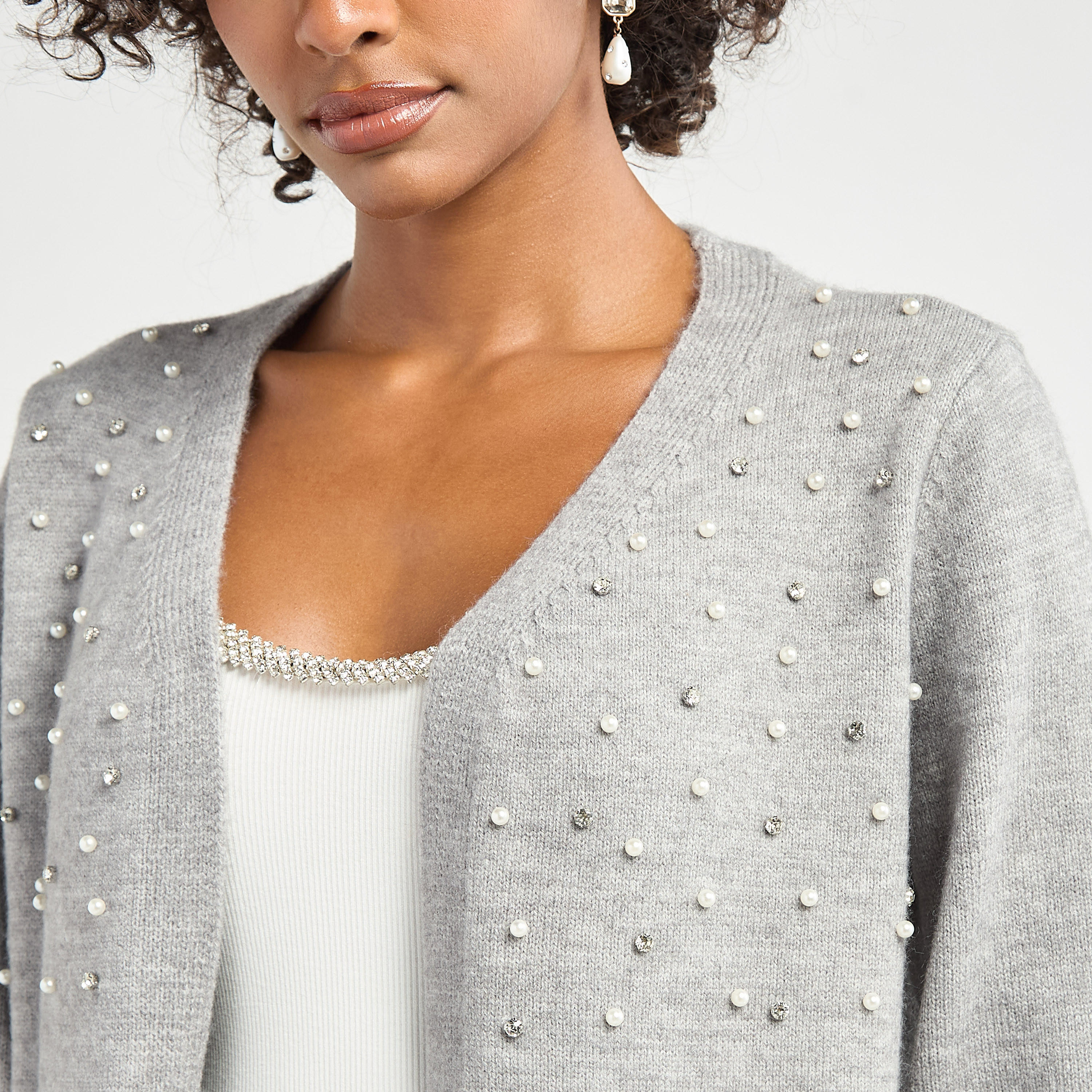 سترة كارديجان مزينة مفتوحة من الأمام بأكمام طويلة وجيوب-women-winterwear-cardigansandjumpers-cardigans-image-4