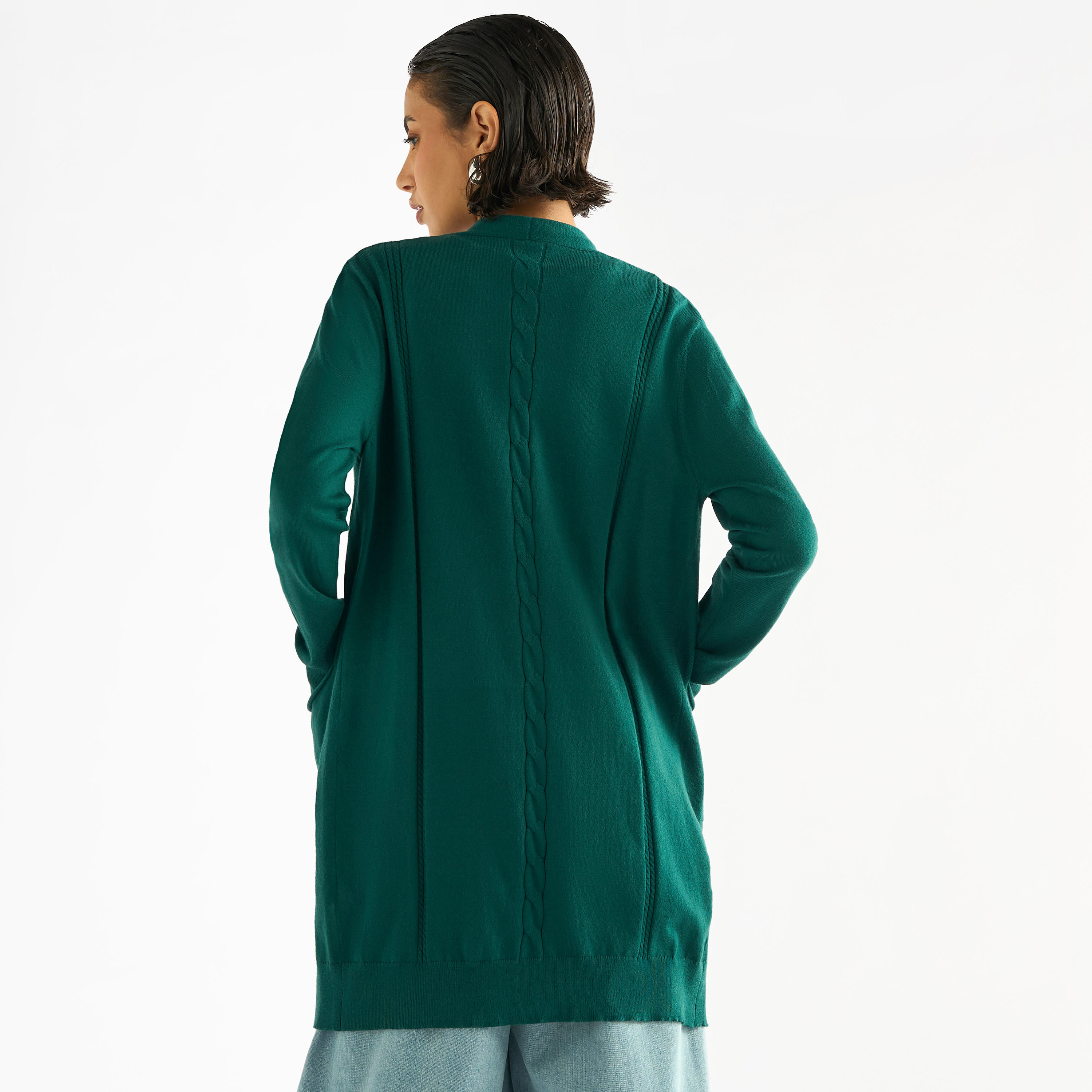 كارديجان بارز الملمس بأكمام طويلة وجيوب-women-winterwear-cardigansandjumpers-cardigans-image-3