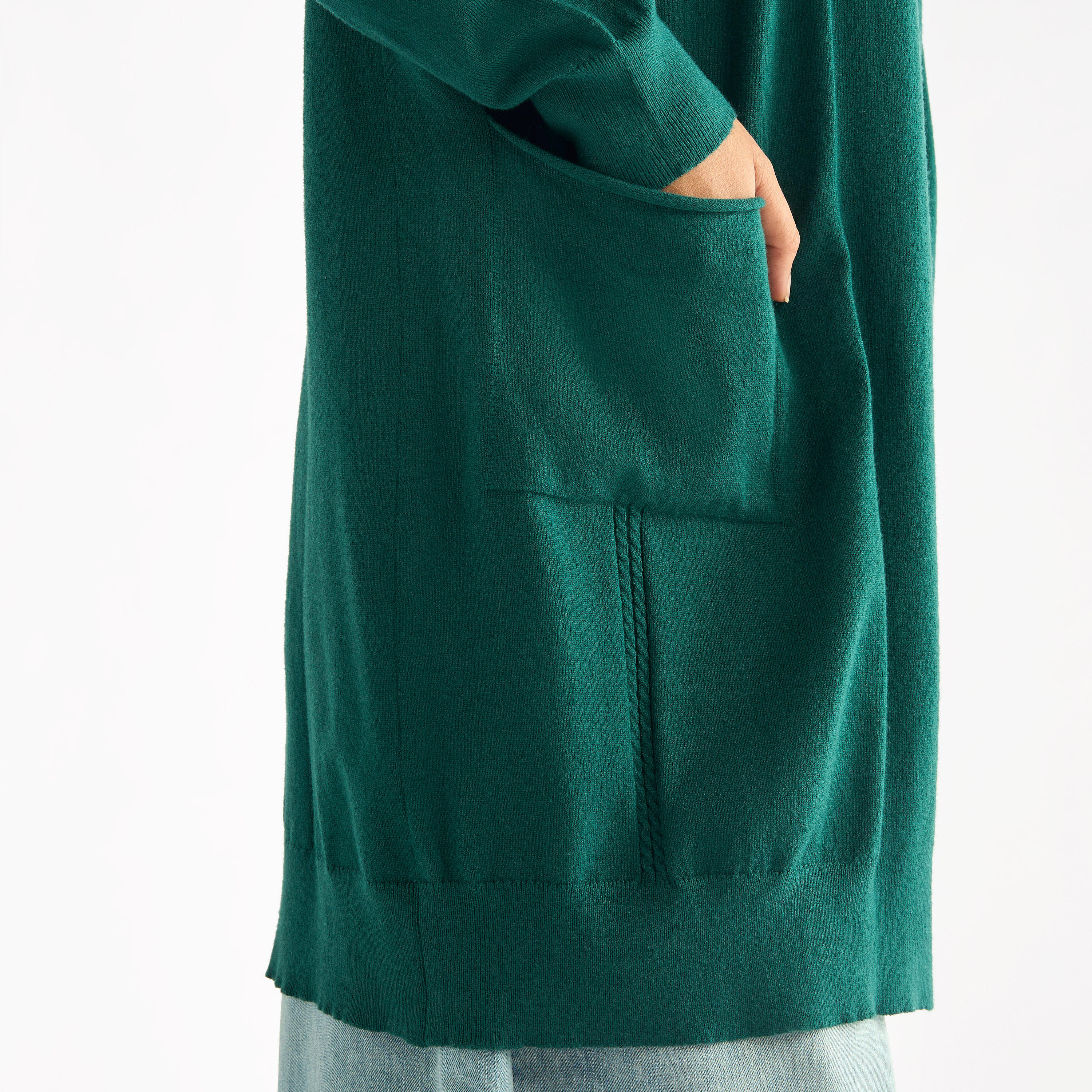 كارديجان بارز الملمس بأكمام طويلة وجيوب-women-winterwear-cardigansandjumpers-cardigans-image-5