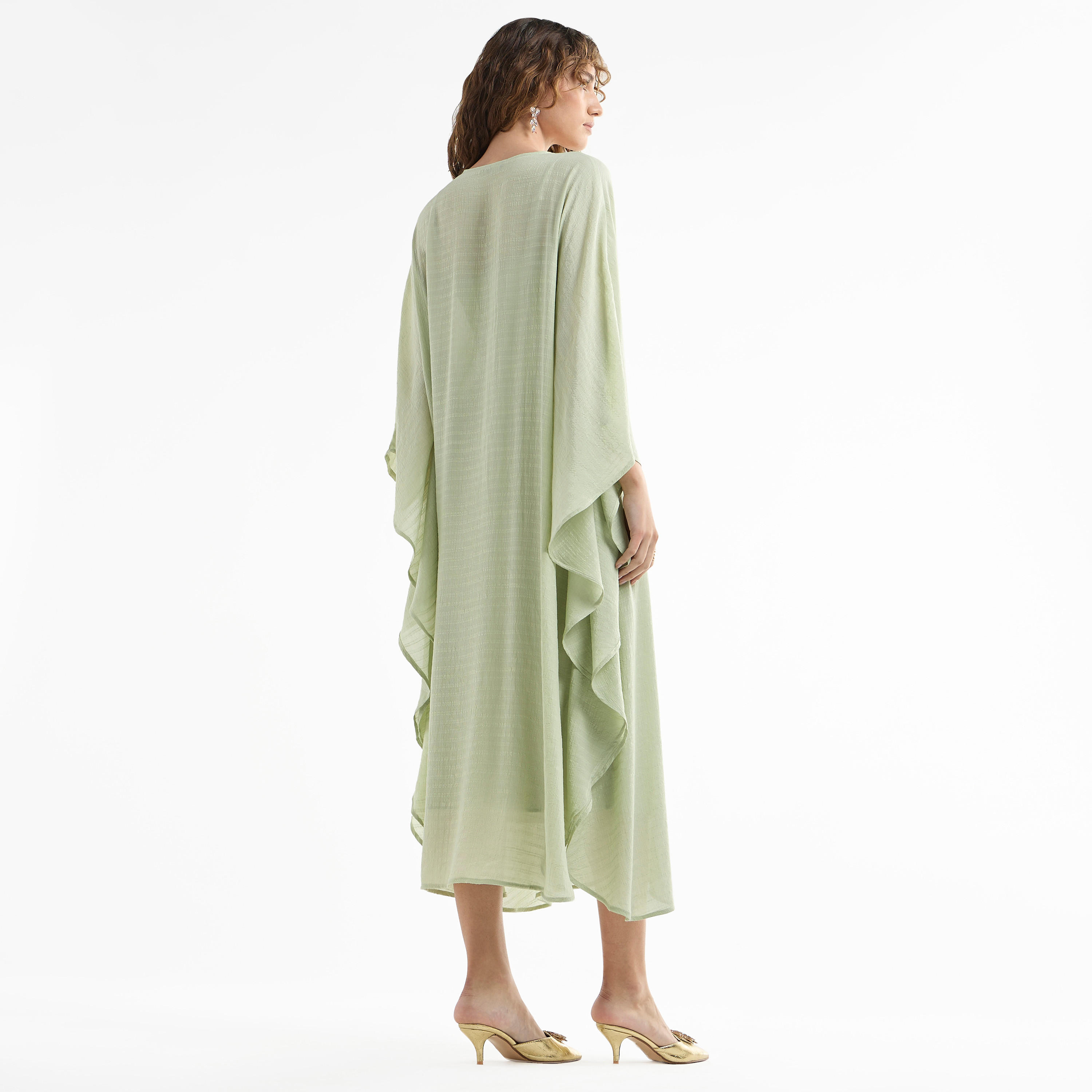 فستان ميدي قفطان سادة بأكمام طويلة وتفاصيل دانتيل-women-clothing-dresses-image-11
