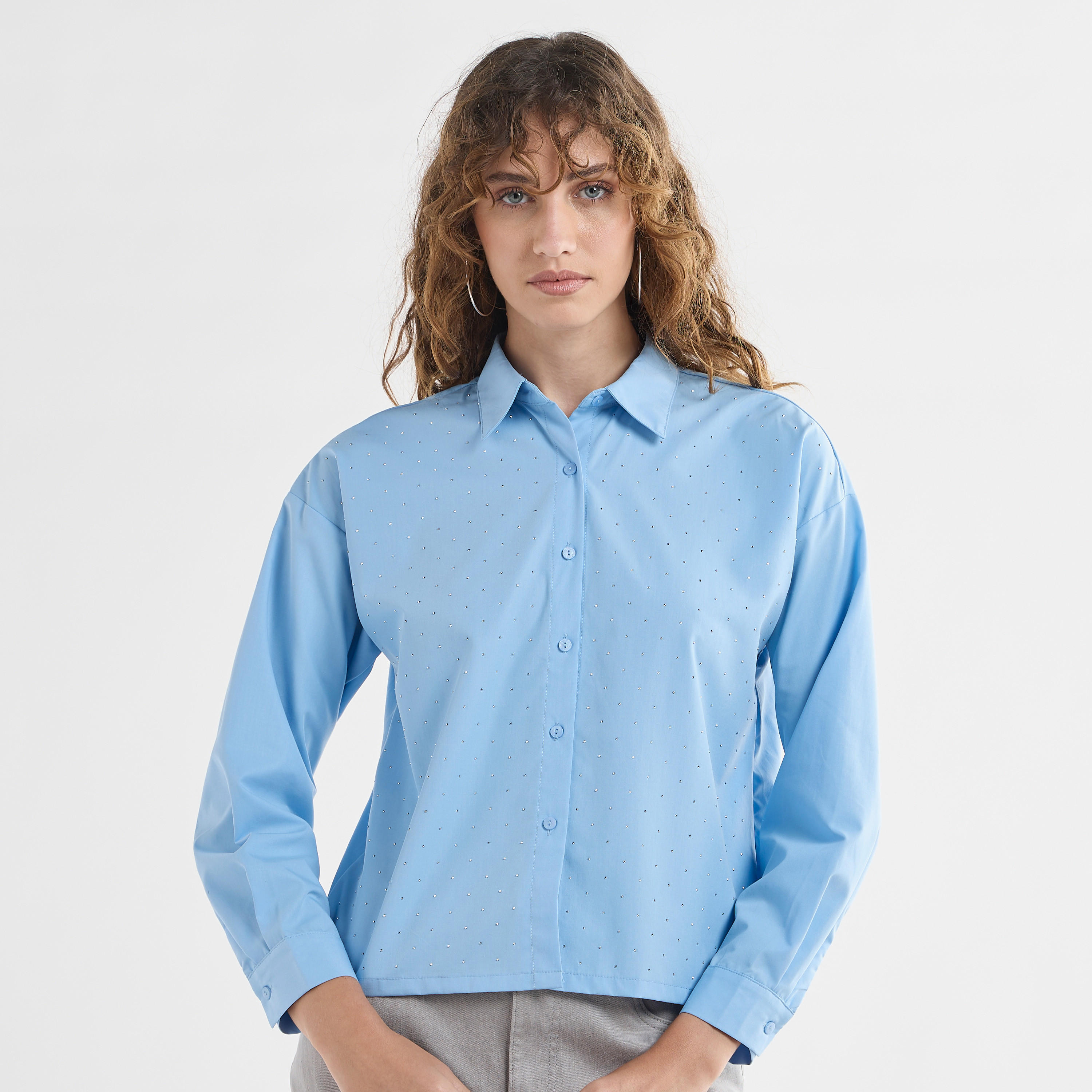 Embellished Poplin Shirt-women-clothing-shirtsandblouses-shirts-image-1
