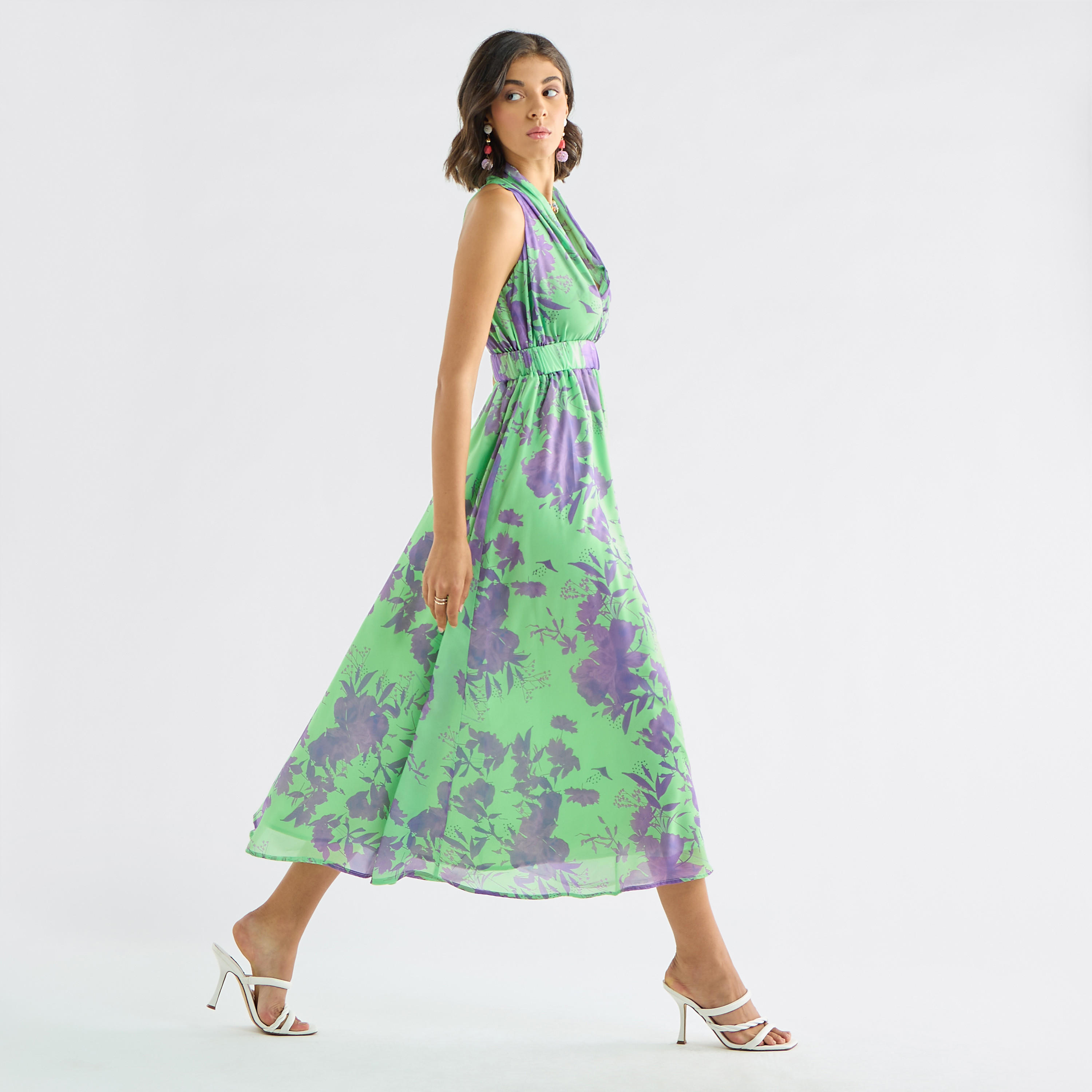 All-Over Floral Print Sleeveless Dress with Lapel Collar-women-clothing-dresses-image-1