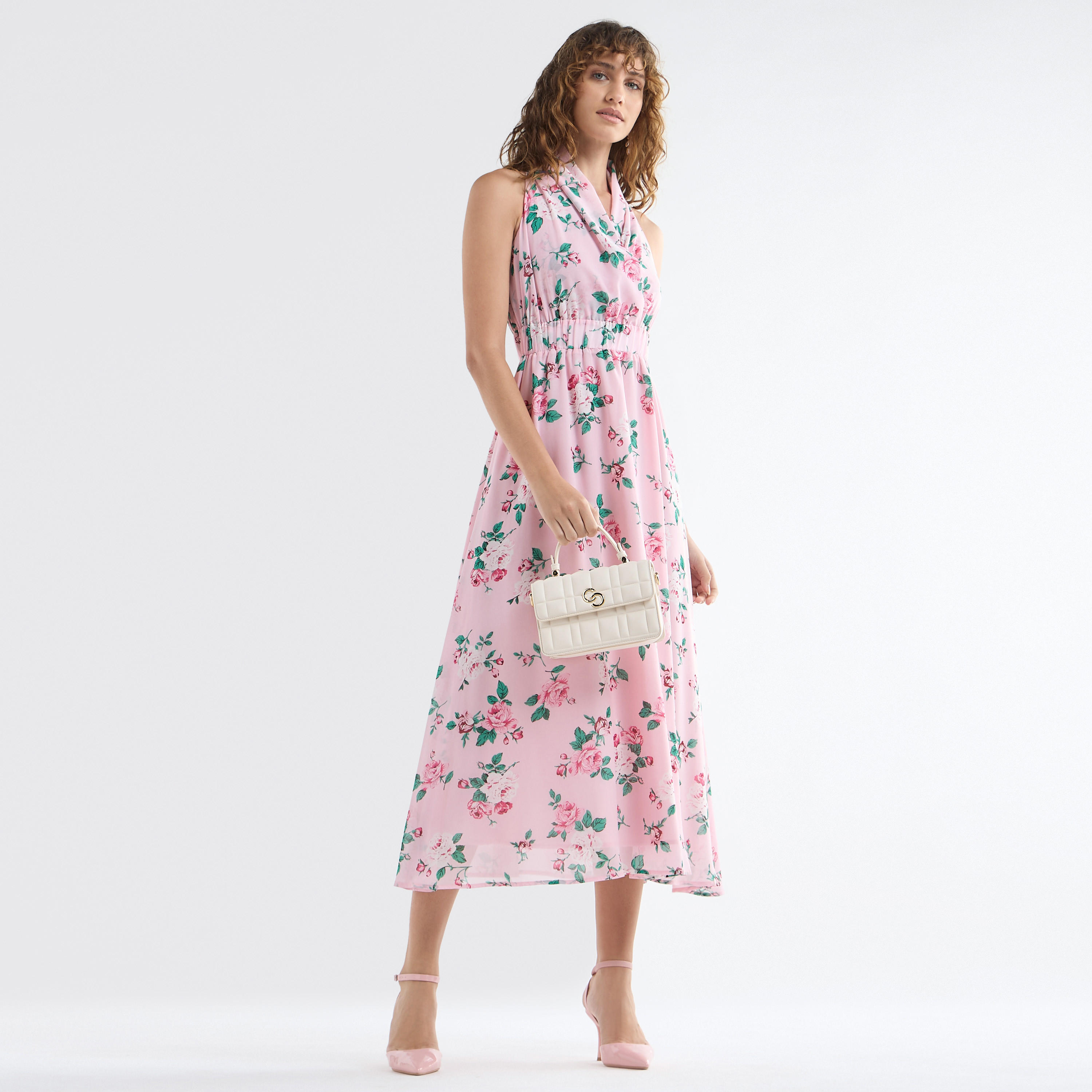 All-Over Floral Print Sleeveless Dress with Lapel Collar-women-clothing-dresses-image-5
