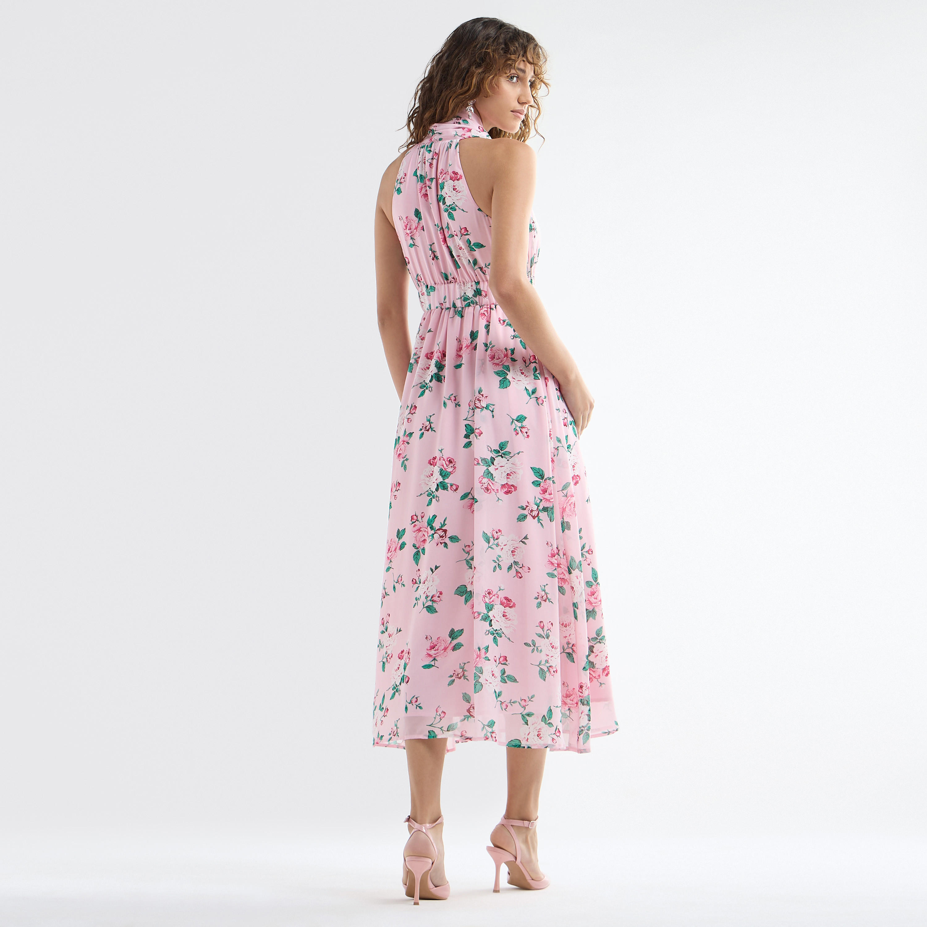 All-Over Floral Print Sleeveless Dress with Lapel Collar-women-clothing-dresses-image-7