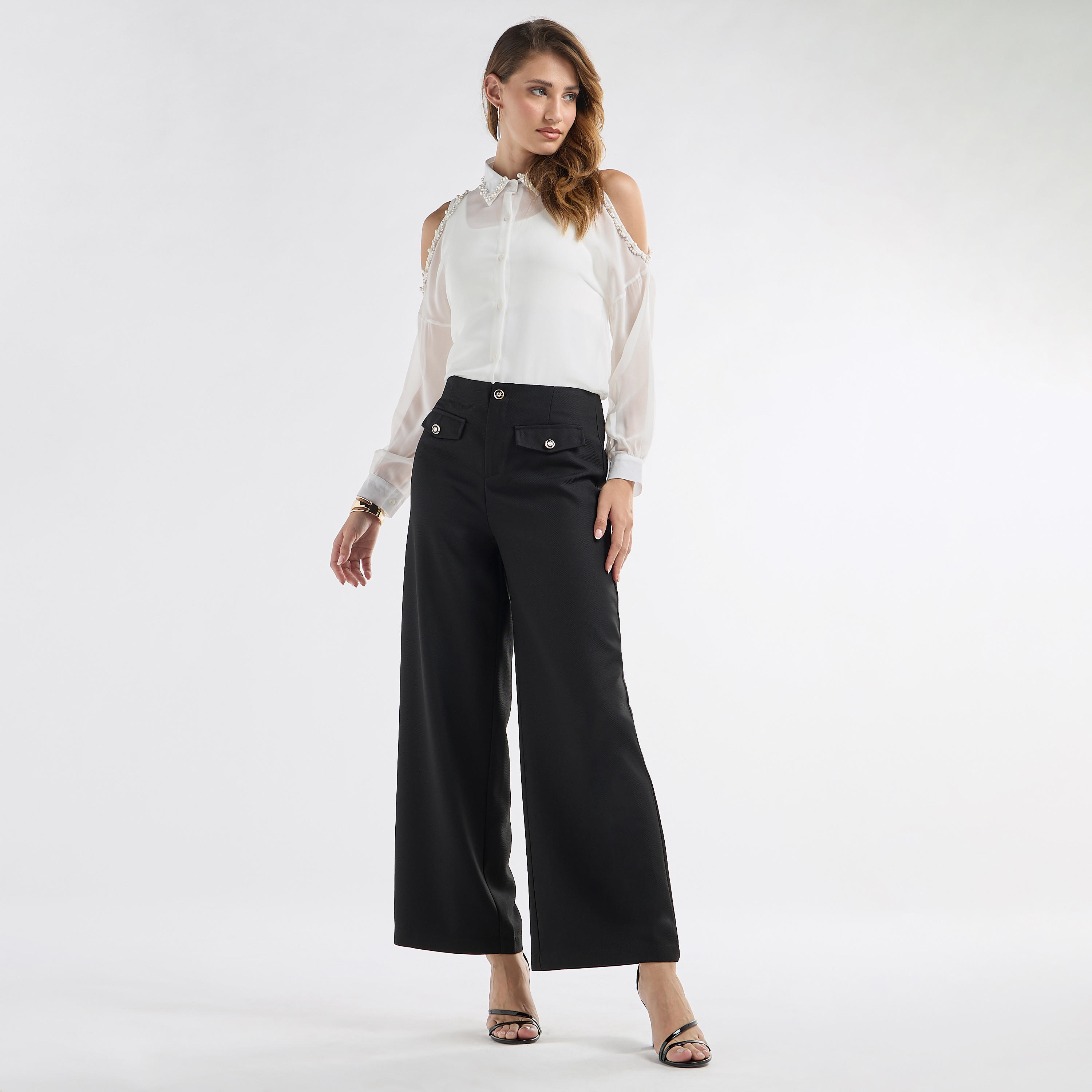 Slim Fit Pearl Embellished Shirt with Cold Shoulder-women-clothing-shirtsandblouses-shirts-image-6