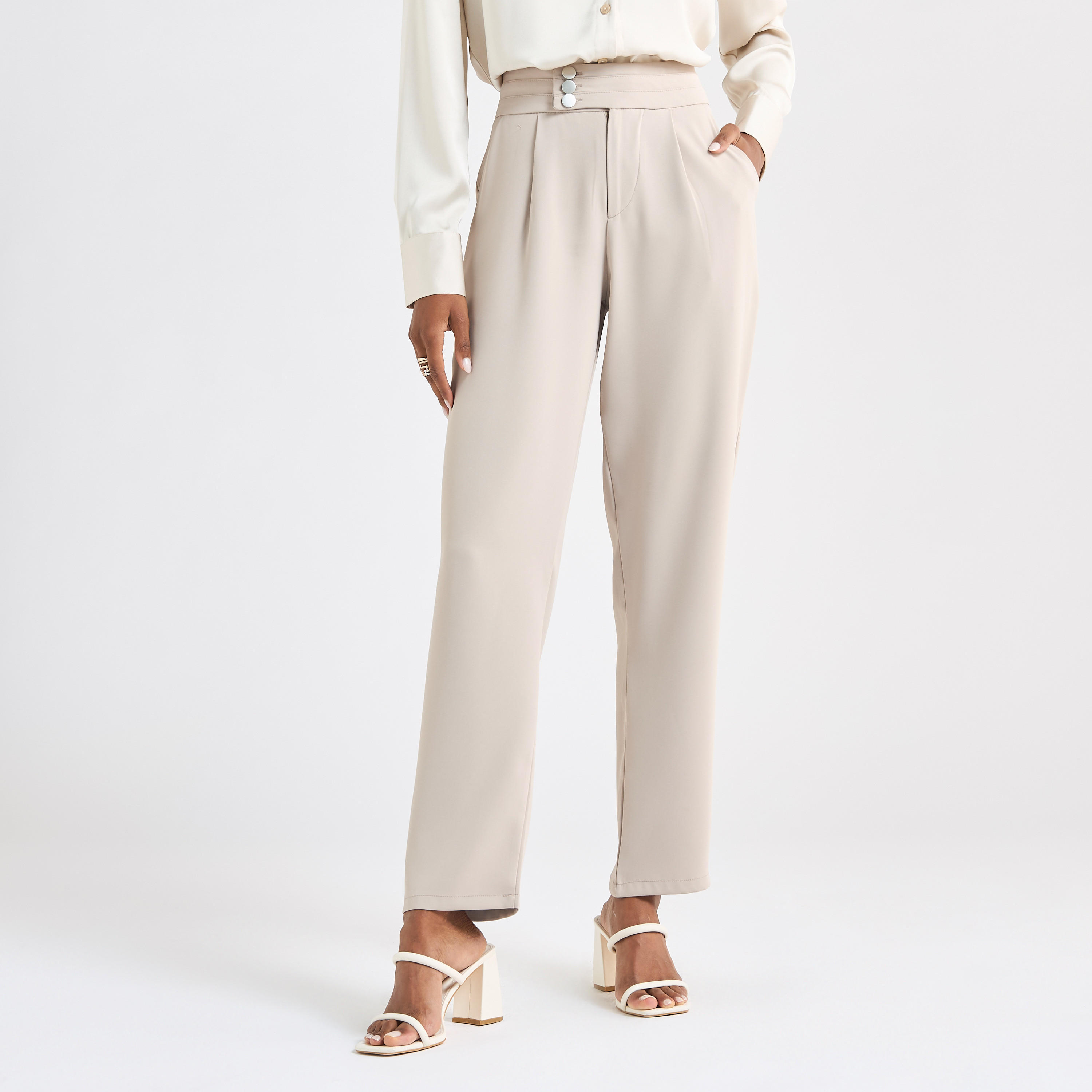 بنطلون سادة بقصّة مستقيمة وجيوب-women-clothing-bottoms-trousers-image-4