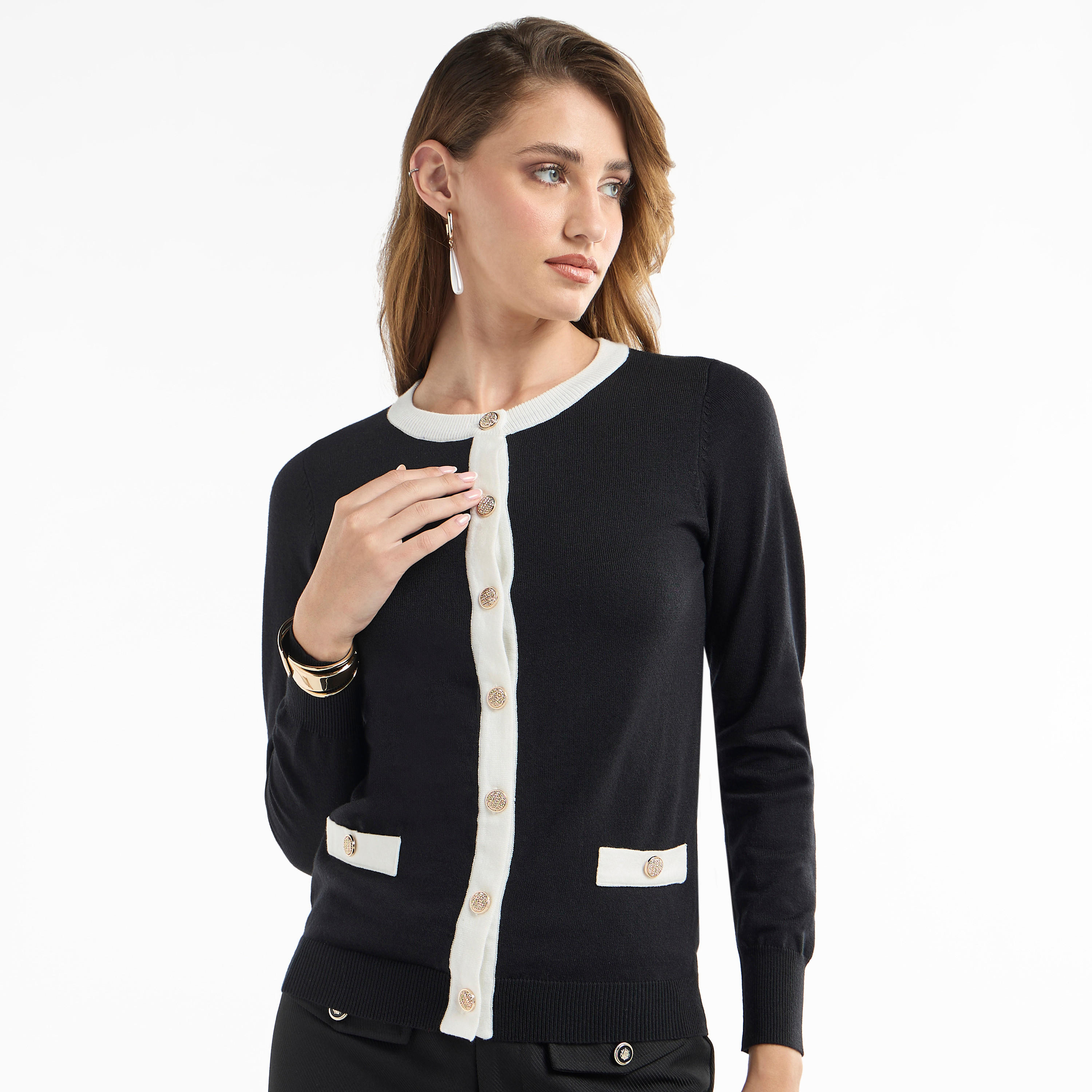 كارديجان سادة بأكمام طويلة وأزرار-women-winterwear-cardigansandjumpers-cardigans-image-4
