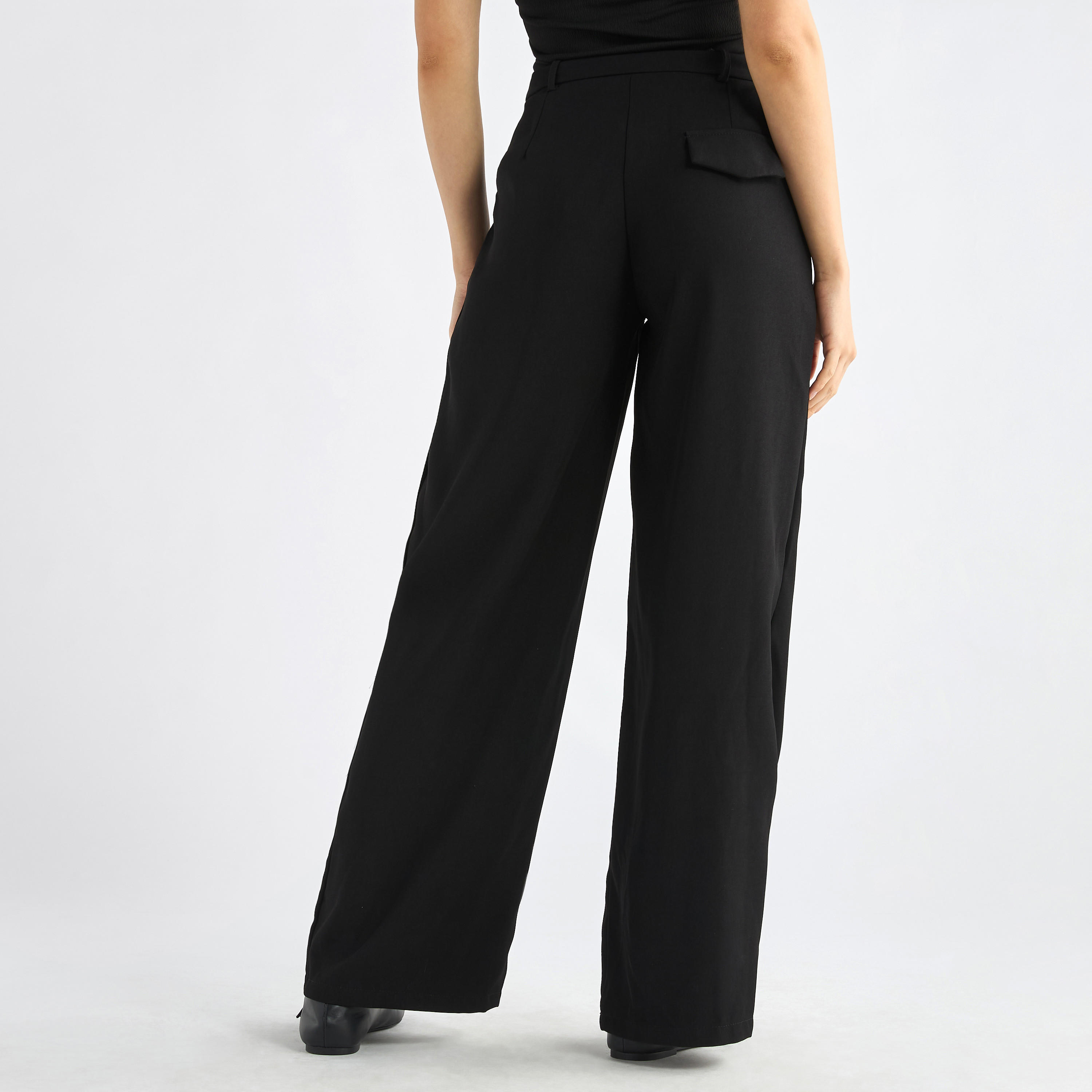Solid Belted Wide Leg Trousers with Pockets-women-clothing-bottoms-trousers-image-3