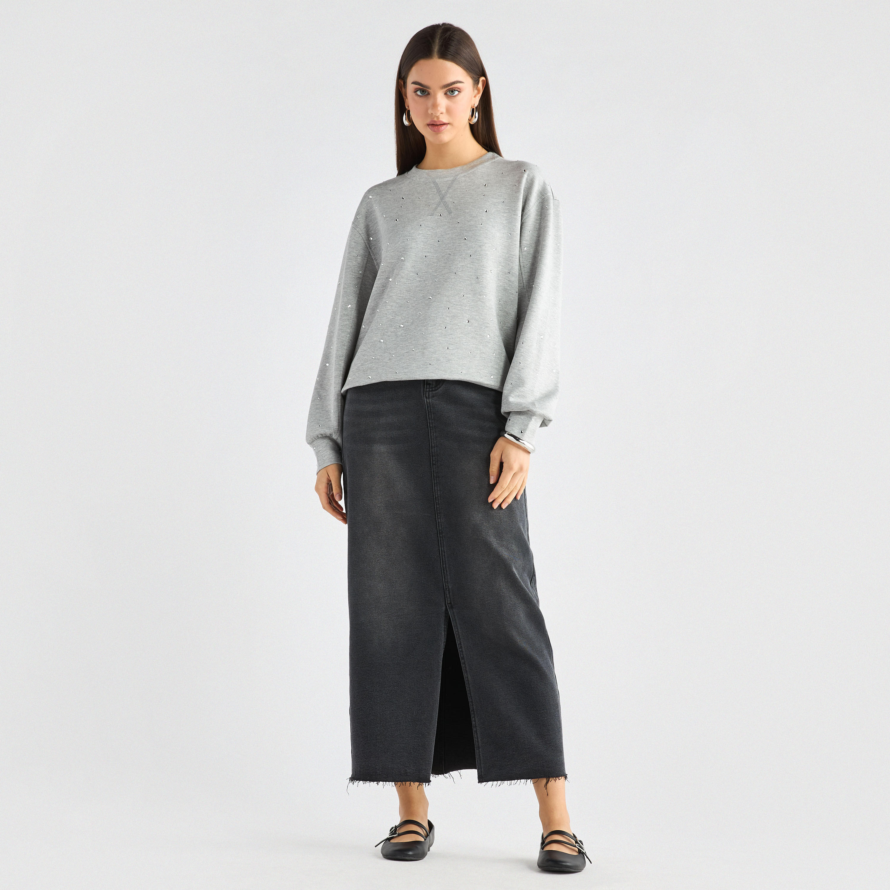 Embellished Sweatshirt with Long Sleeves-women-winterwear-hoodiesandsweatshirts-sweatshirts-image-2