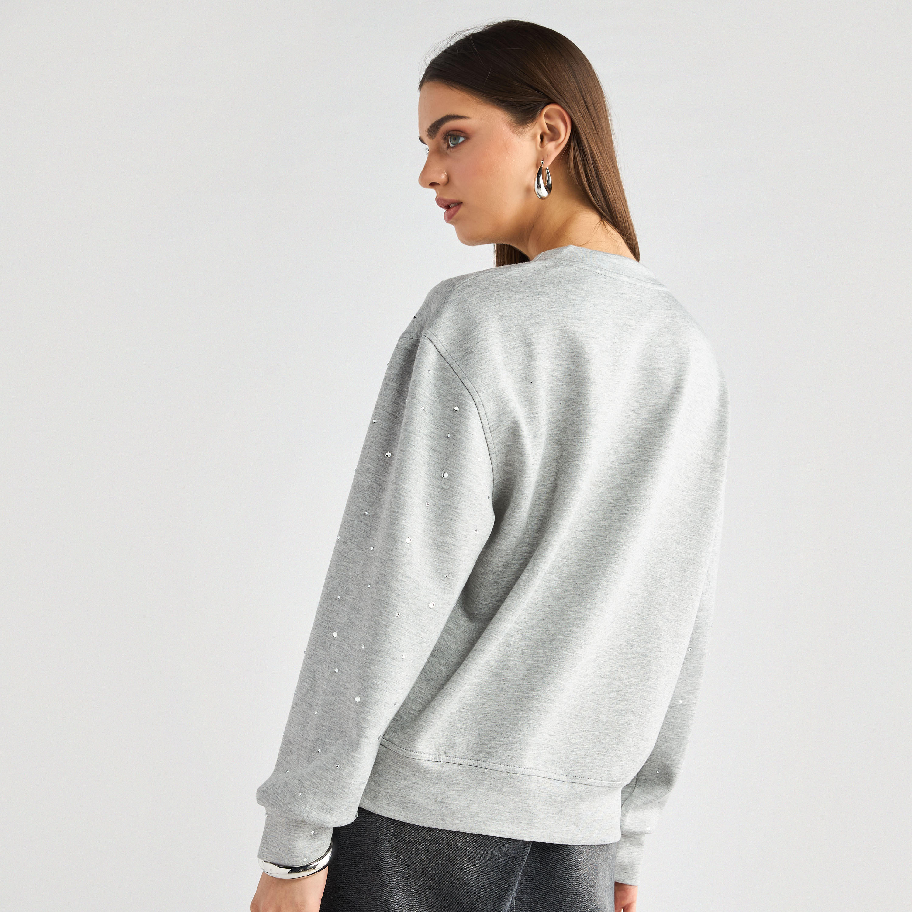Embellished Sweatshirt with Long Sleeves-women-winterwear-hoodiesandsweatshirts-sweatshirts-image-3