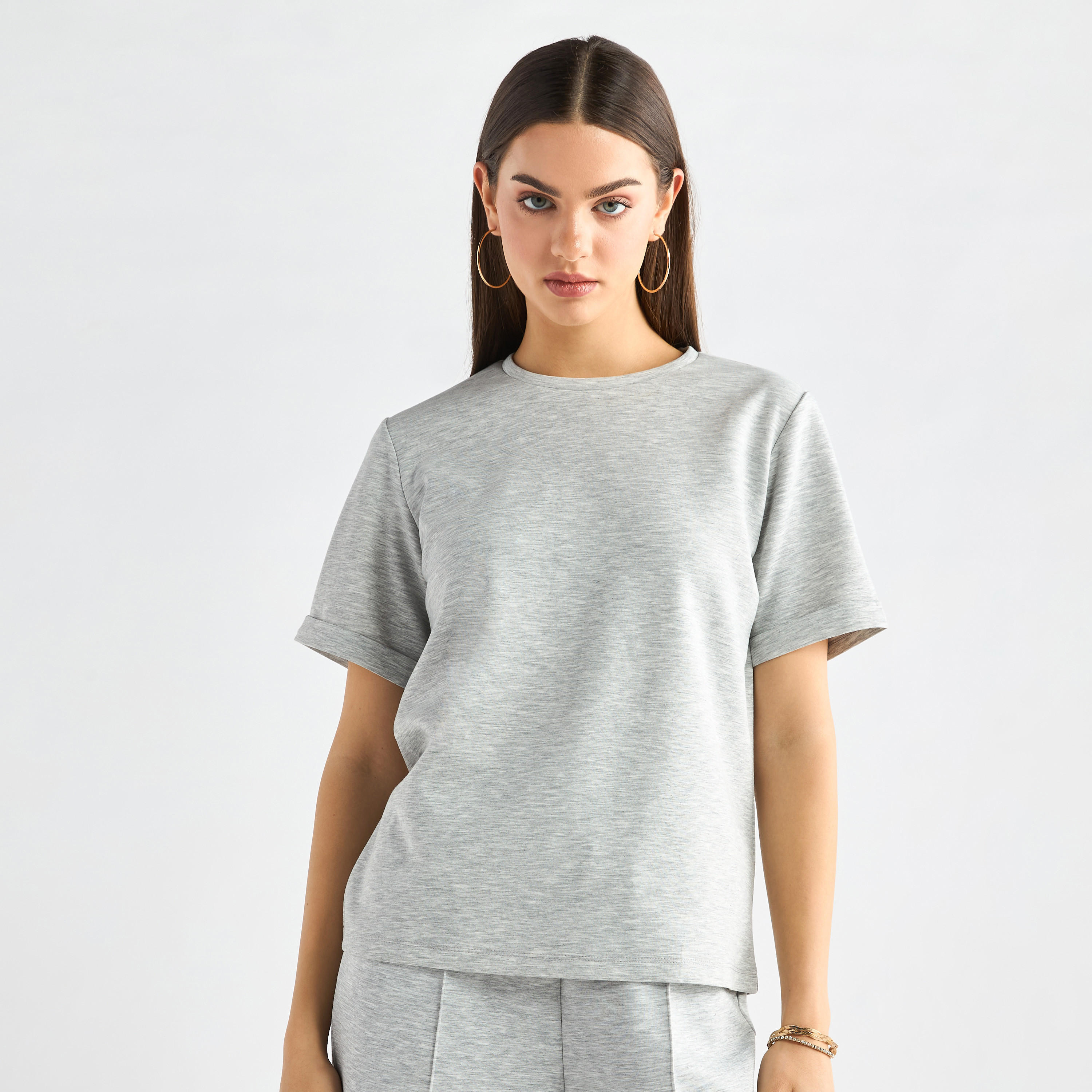 طقم بنطلون وتيشيرت بياقة ضيقة-women-clothing-coordsets-image-12