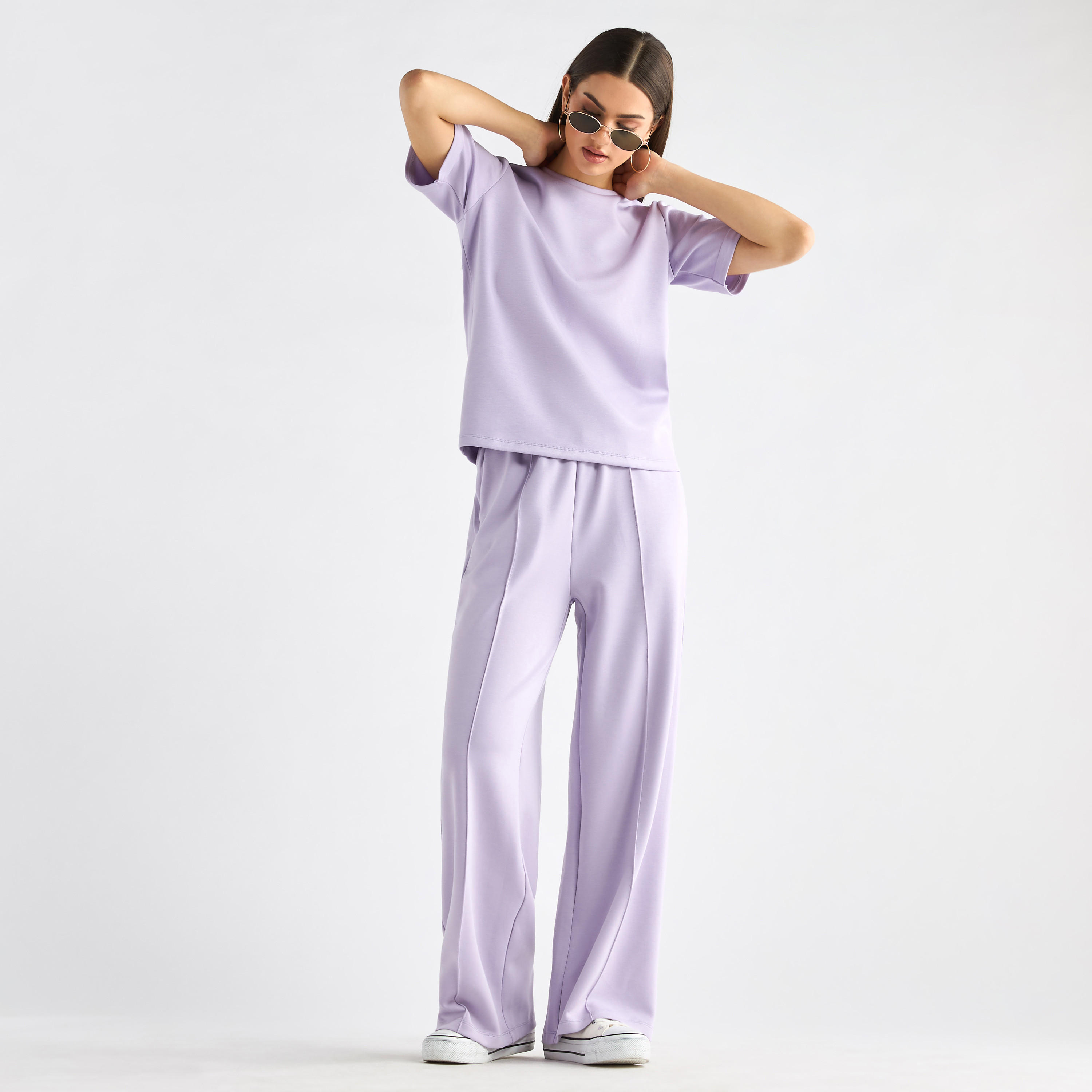 طقم بنطلون وتيشيرت بياقة ضيقة-women-clothing-coordsets-image-16