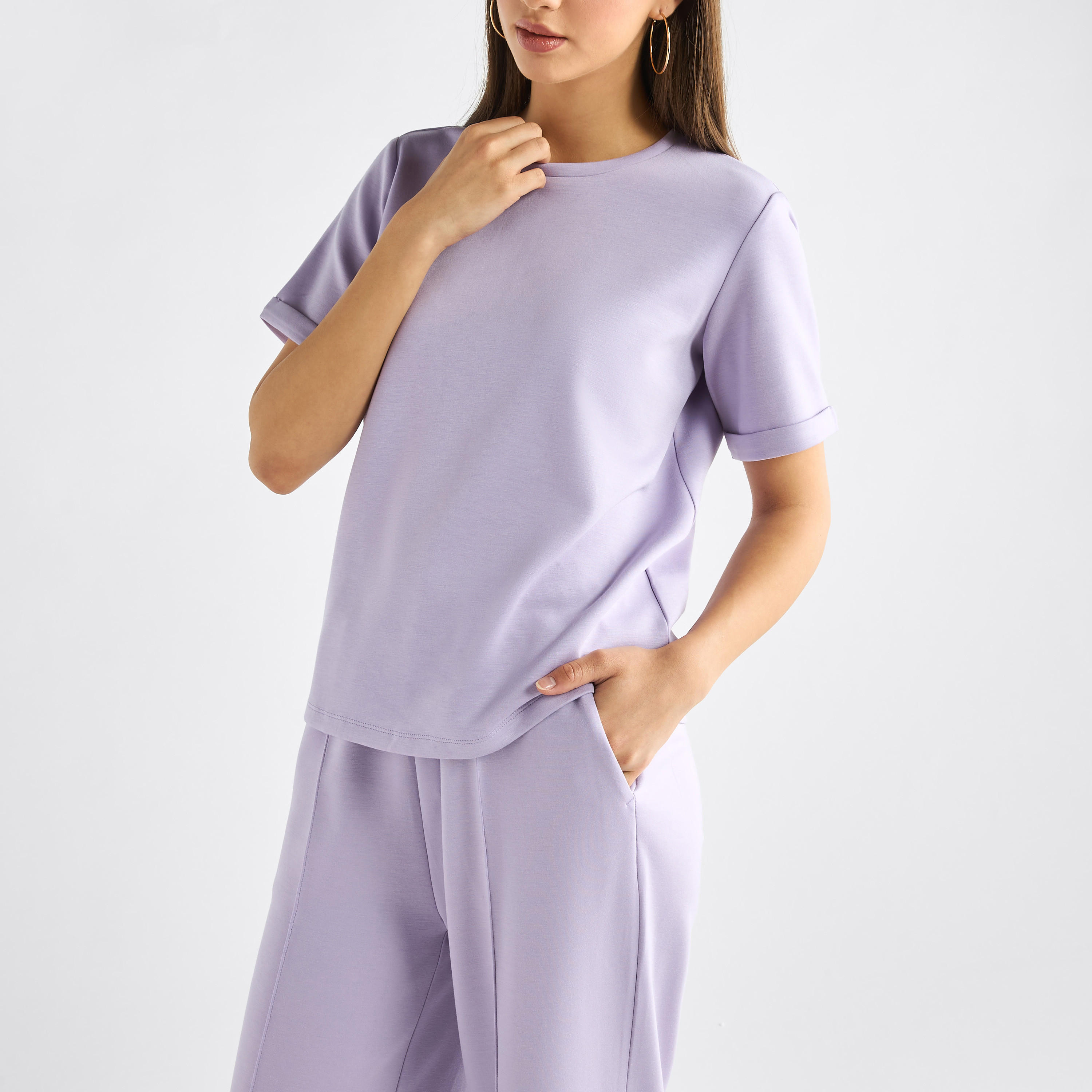 طقم بنطلون وتيشيرت بياقة ضيقة-women-clothing-coordsets-image-20