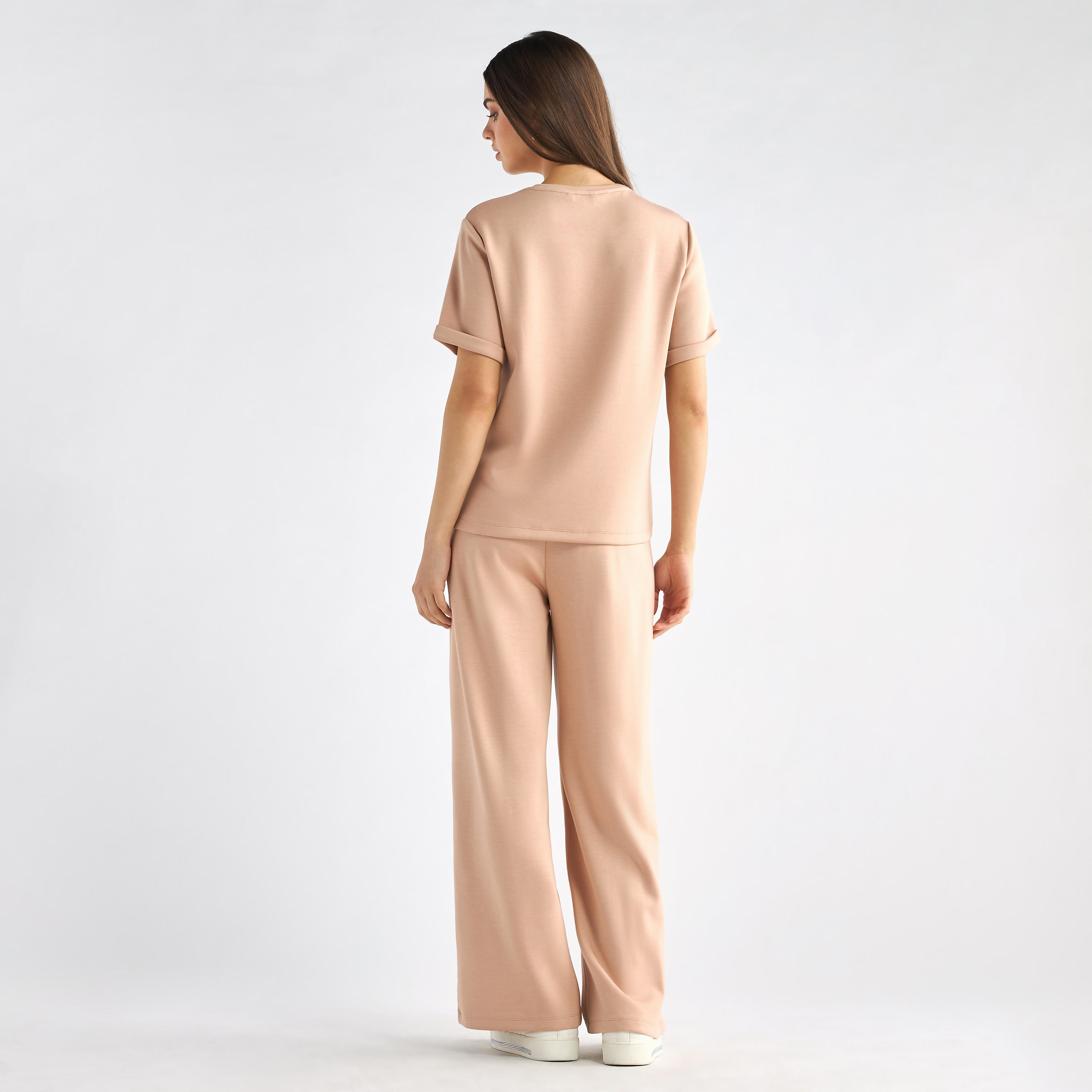 طقم بنطلون وتيشيرت بياقة ضيقة-women-clothing-coordsets-image-4