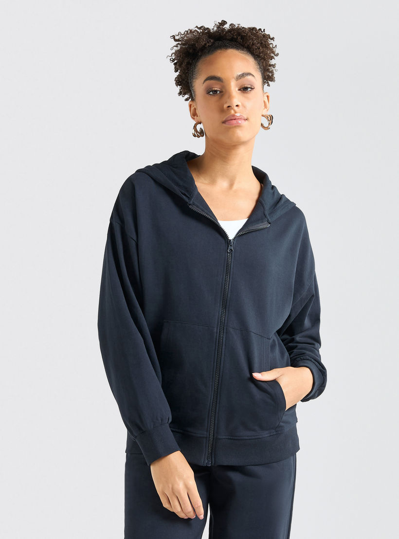 Kangaroo Pocket Detail Zip Through Hoodie and Joggers Set-women-clothing-coordsets-image-2