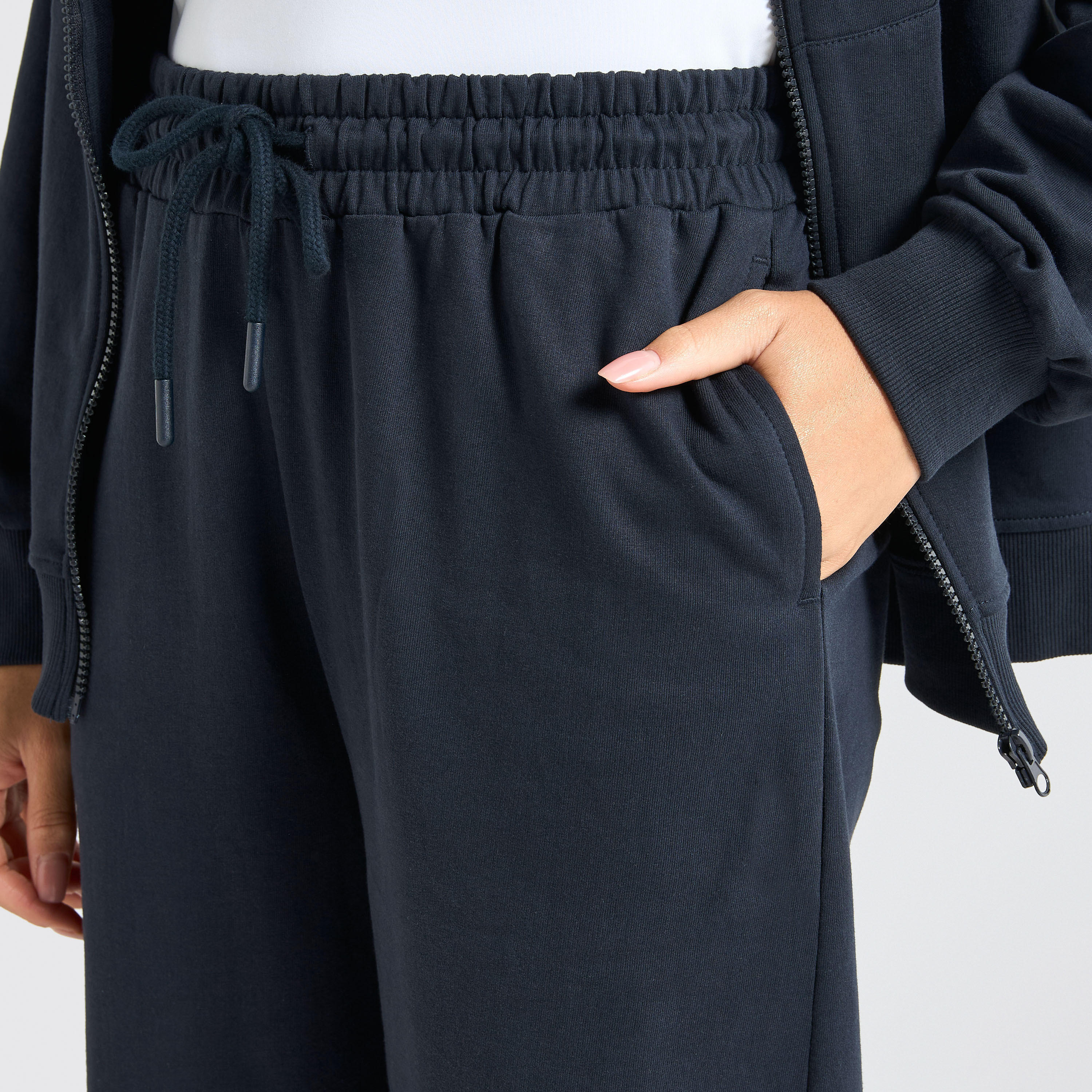 Kangaroo Pocket Detail Zip Through Hoodie and Joggers Set-women-clothing-coordsets-image-5