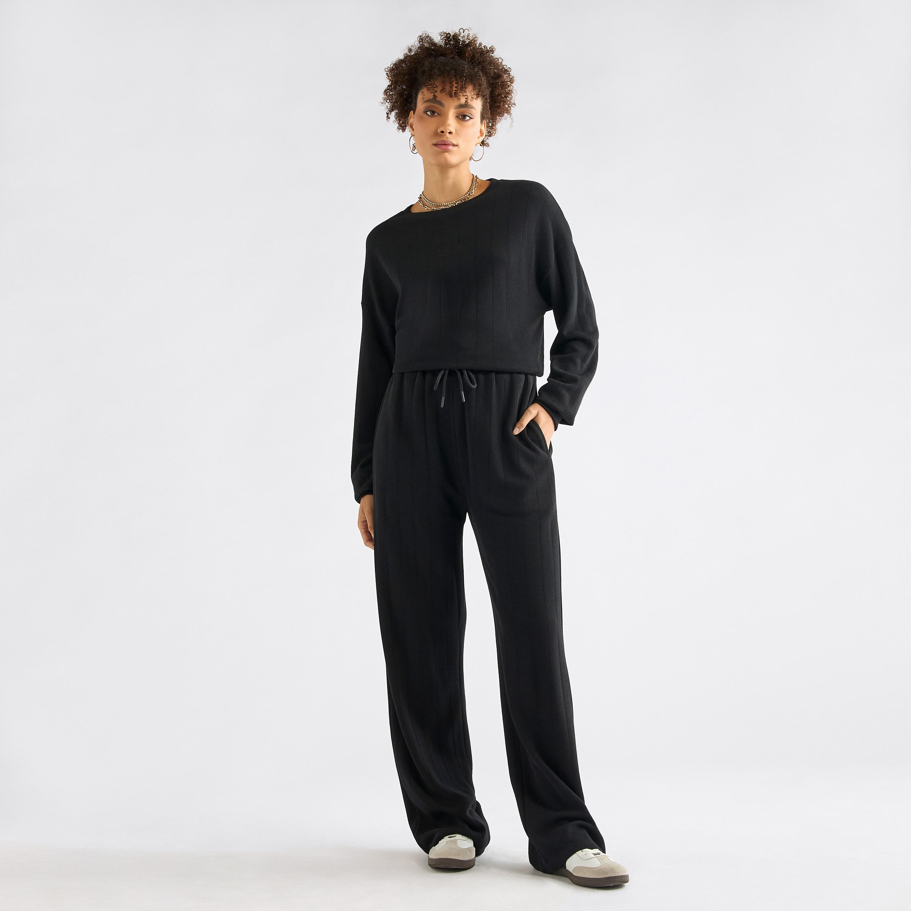 Textured Long Sleeves T-shirt and Pants Set-women-clothing-coordsets-image-7