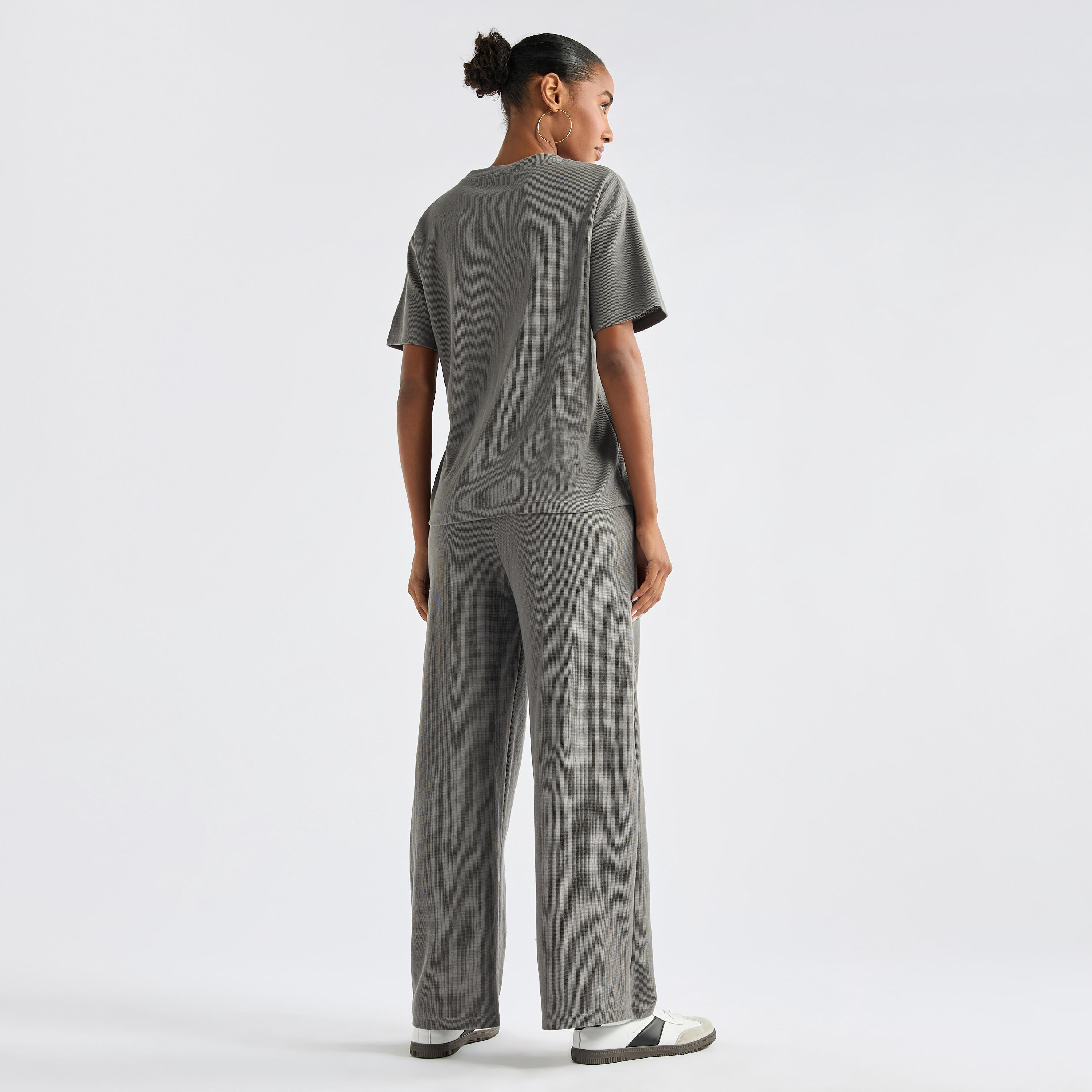 Embroidered Crew Neck T-shirt and Pants Set-women-clothing-coordsets-image-3